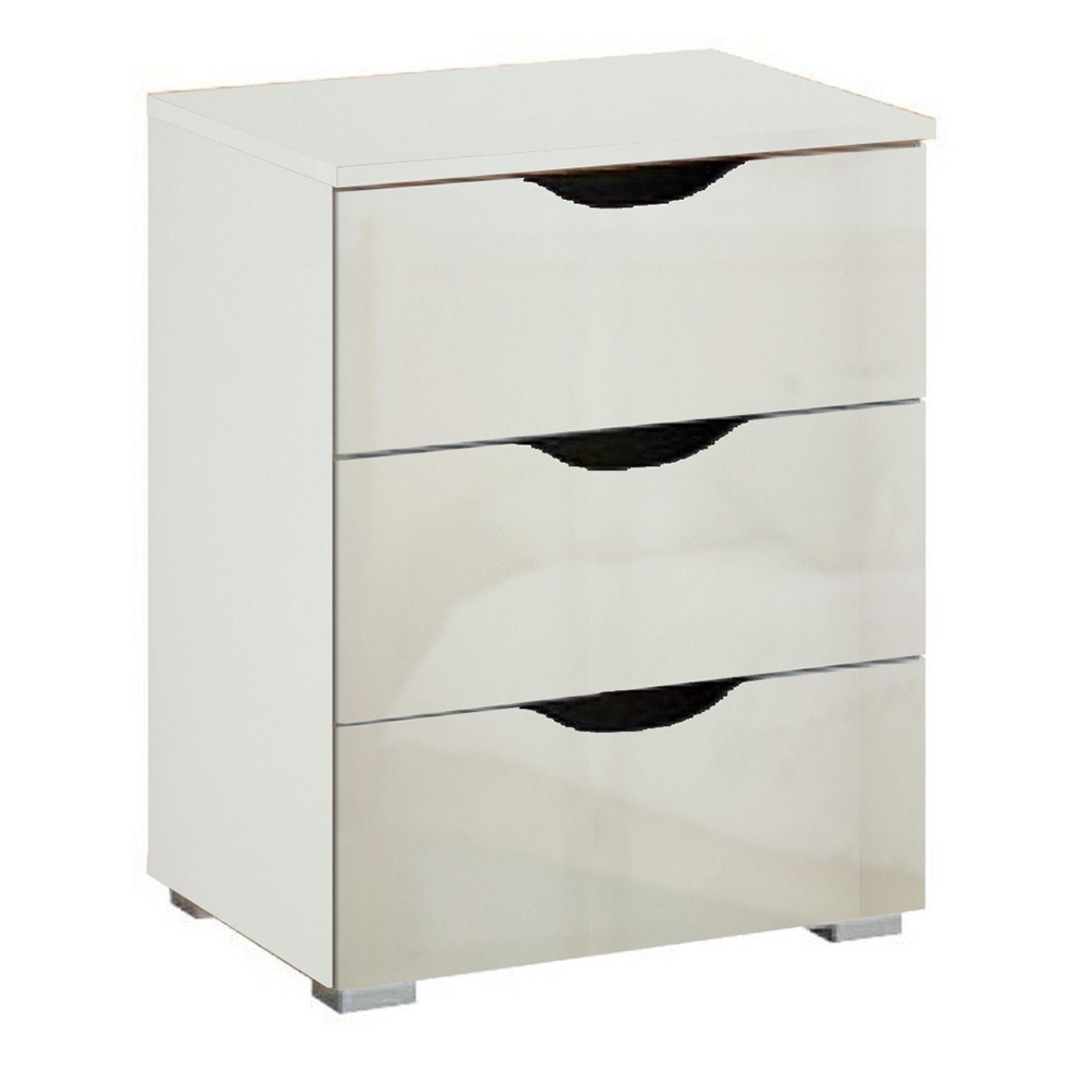 Arnstein Bedside Cabinet - 3 Drawer - Alpine White & White High Gloss