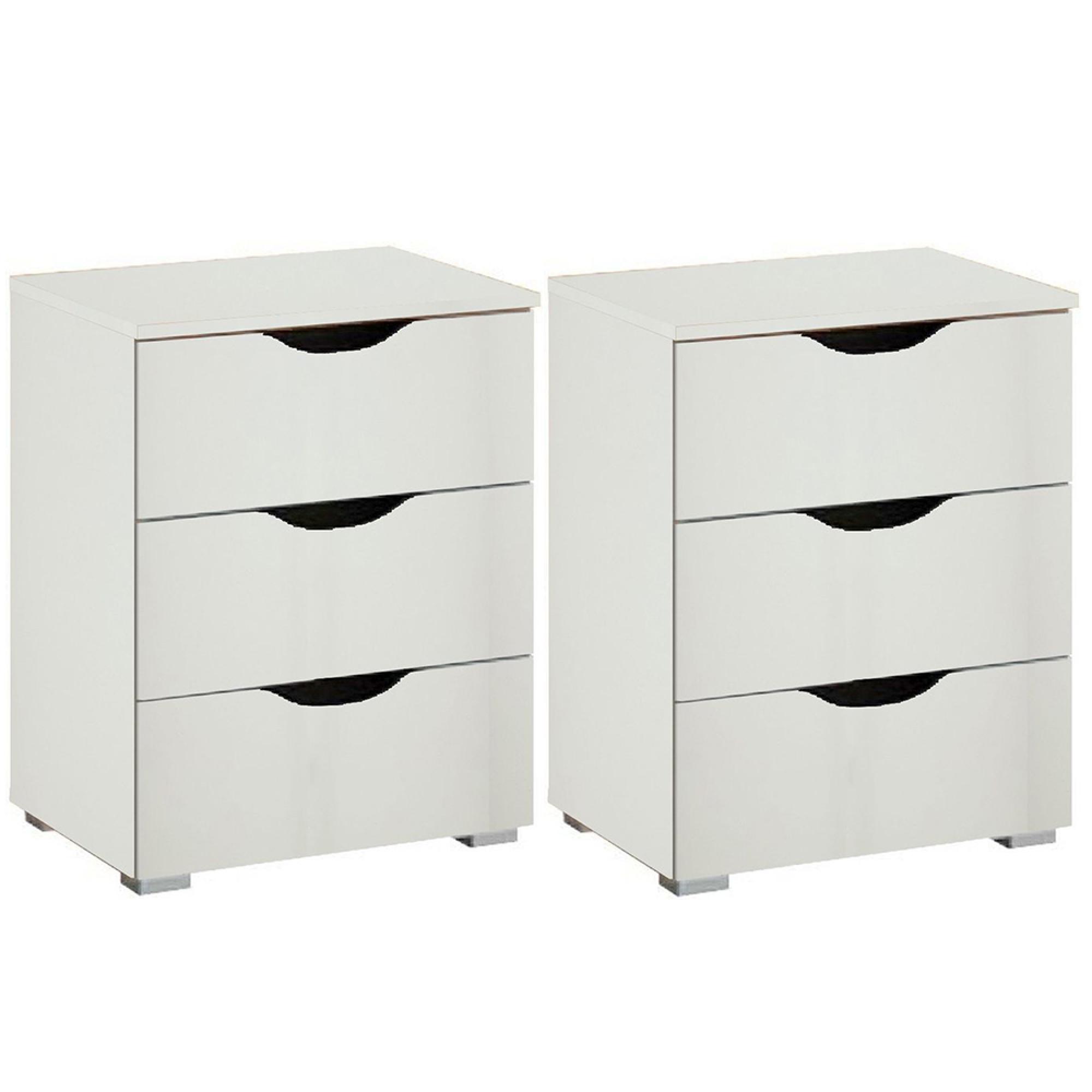 Arnstein Bedside Cabinet - Set of 2 - Alpine White - 3 Drawer