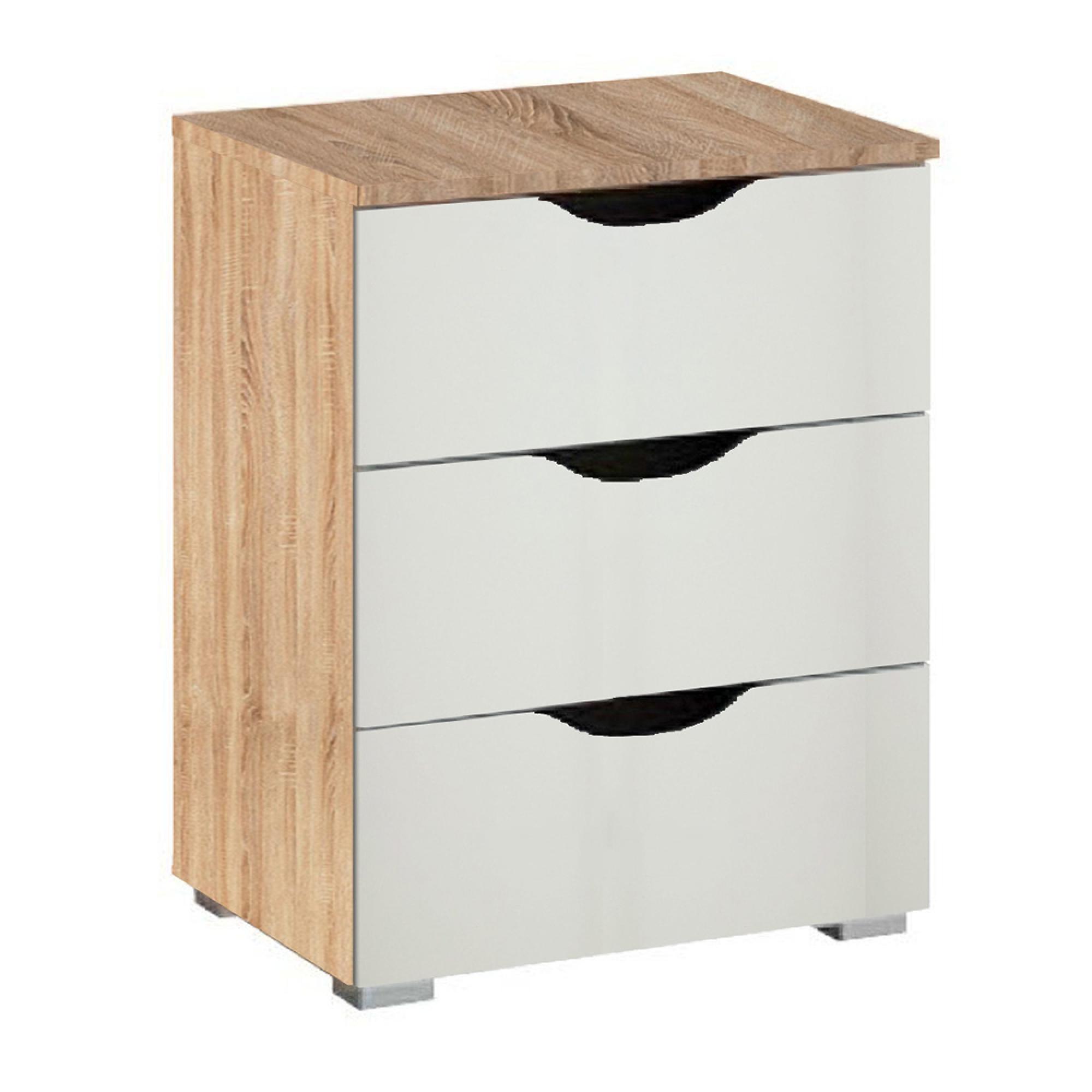 Arnstein Bedside Cabinet - 3 Drawer - Sonoma Oak & Alpine White