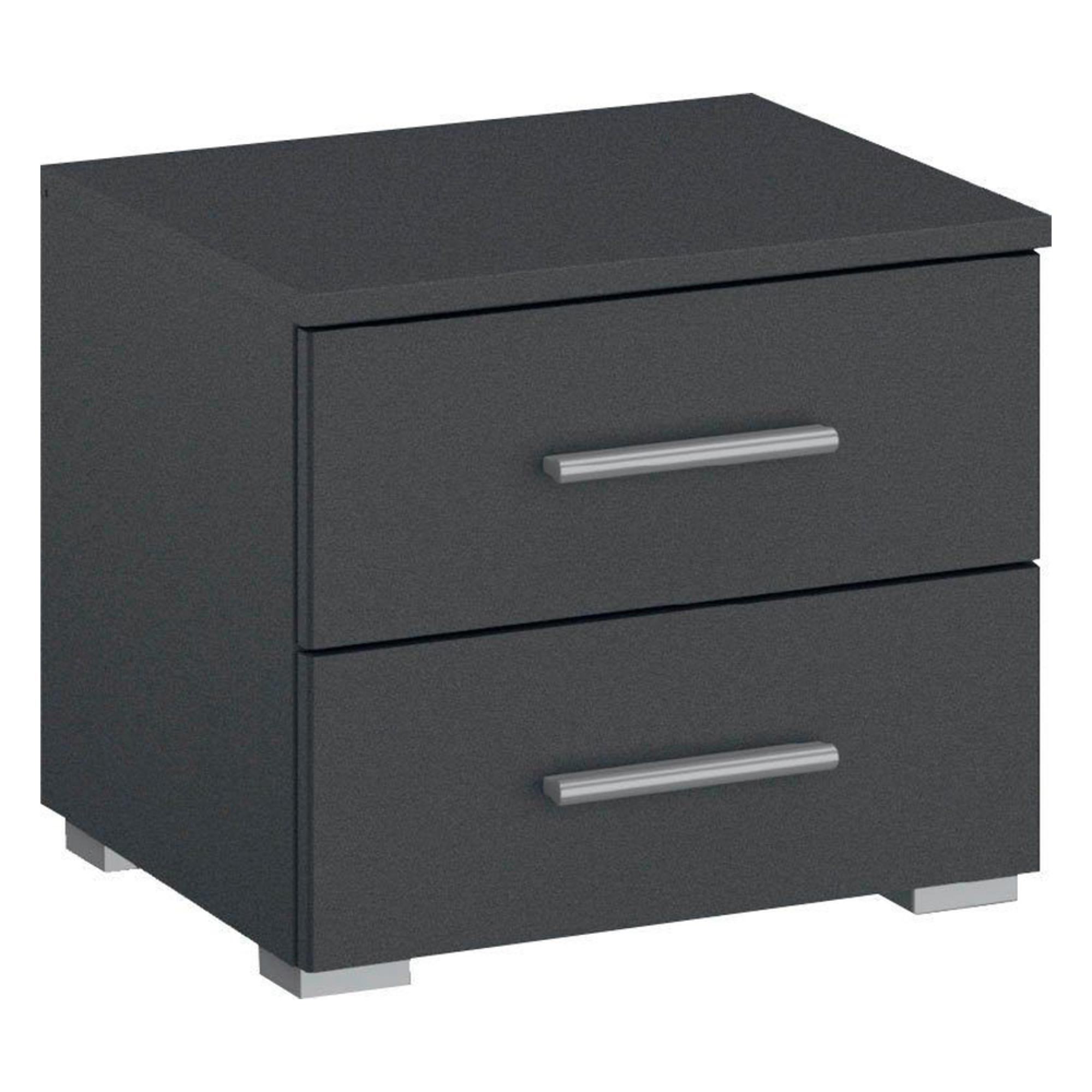 Base Bedside Cabinet - 2 Drawer - Metallic Dark Grey