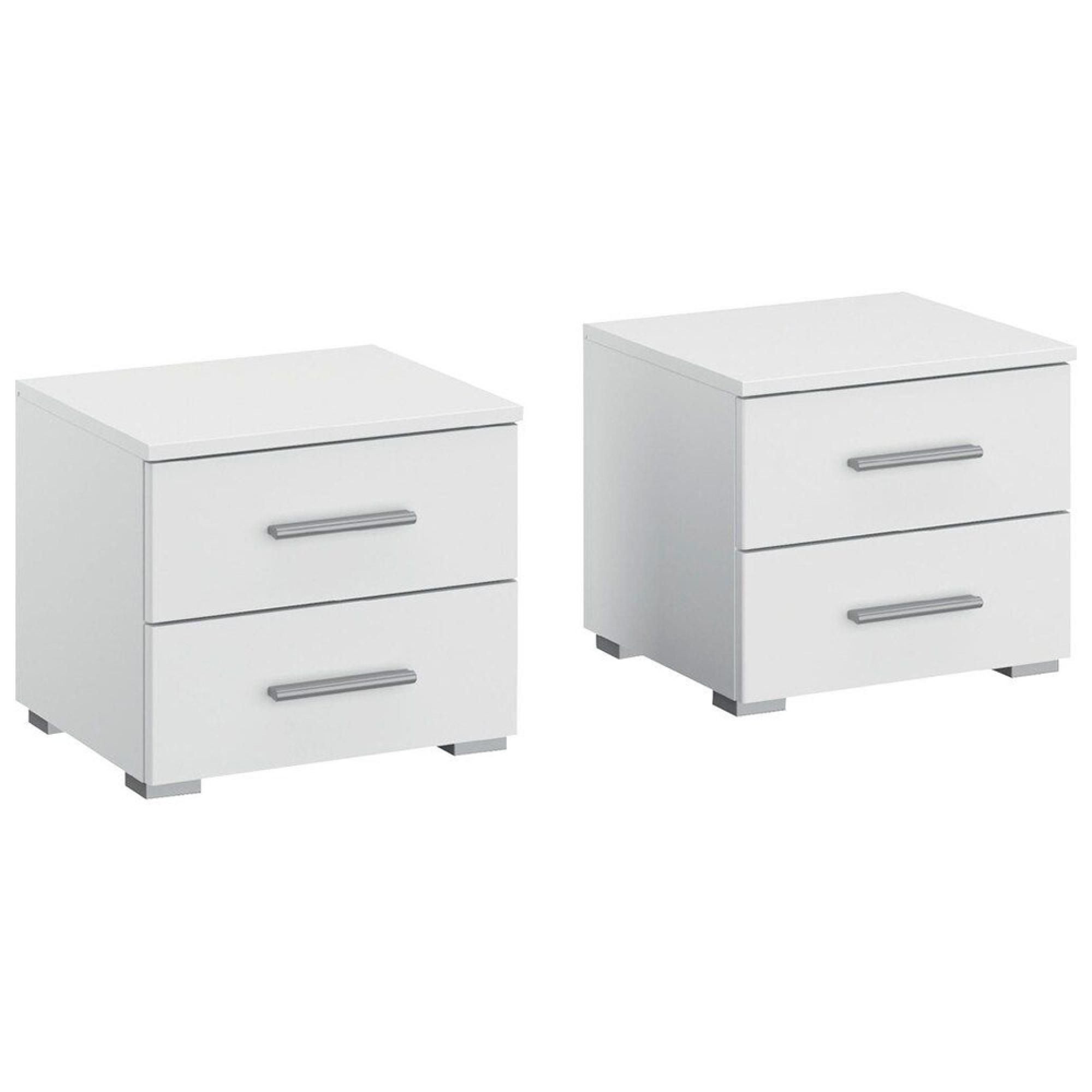 Base Bedside Cabinet - 2 Drawer - Set of 2 - Alpine White