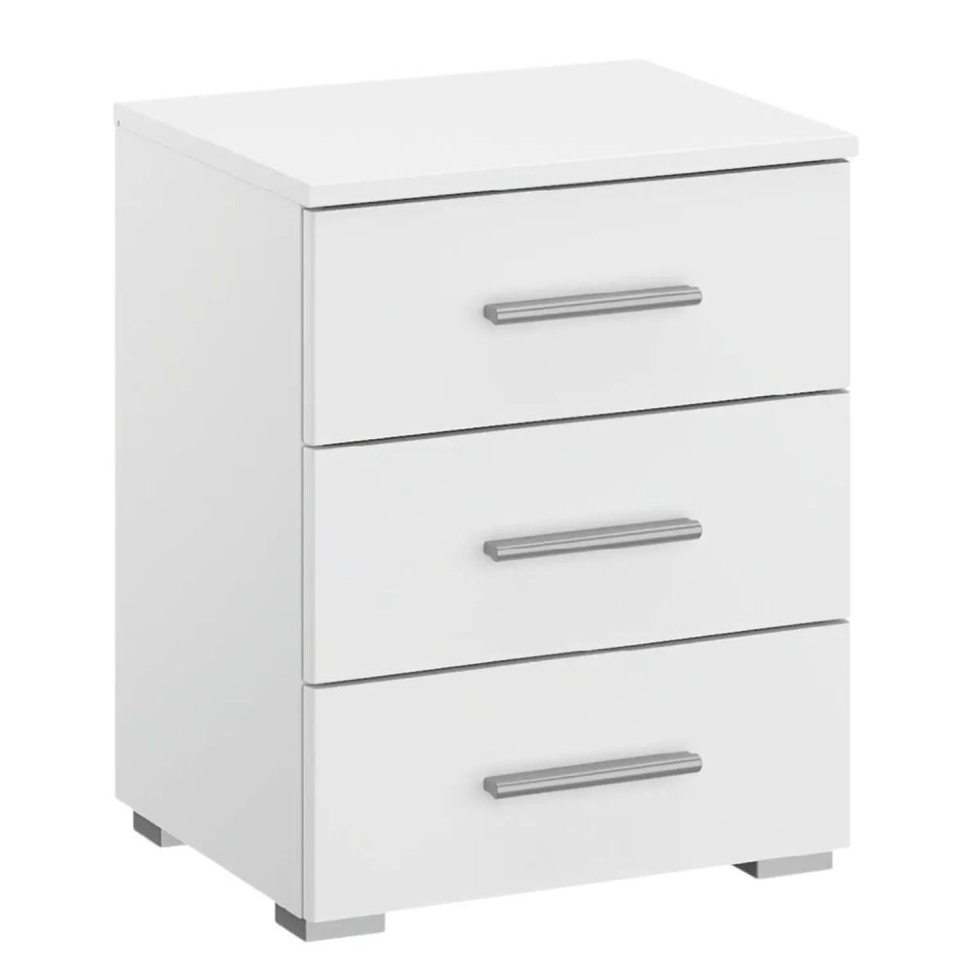 Base Bedside Cabinet - 3 Drawer - Alpine White