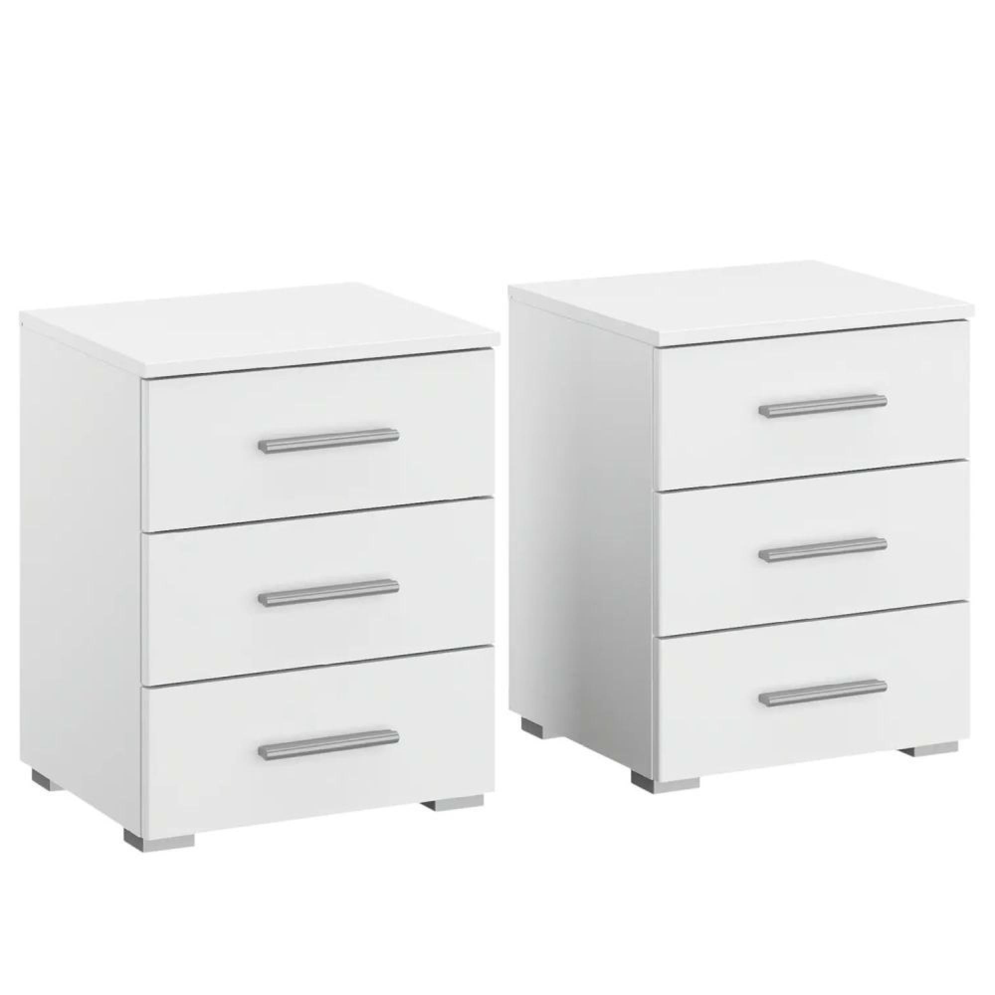 Base Bedside Cabinet - 3 Drawer - Set of 2 - Alpine White