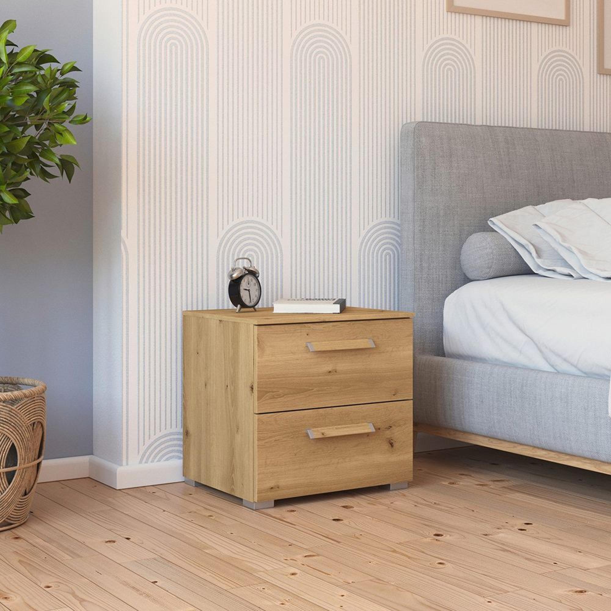 Evelyn Bedside Cabinet - 2 Drawer - Wild Oak