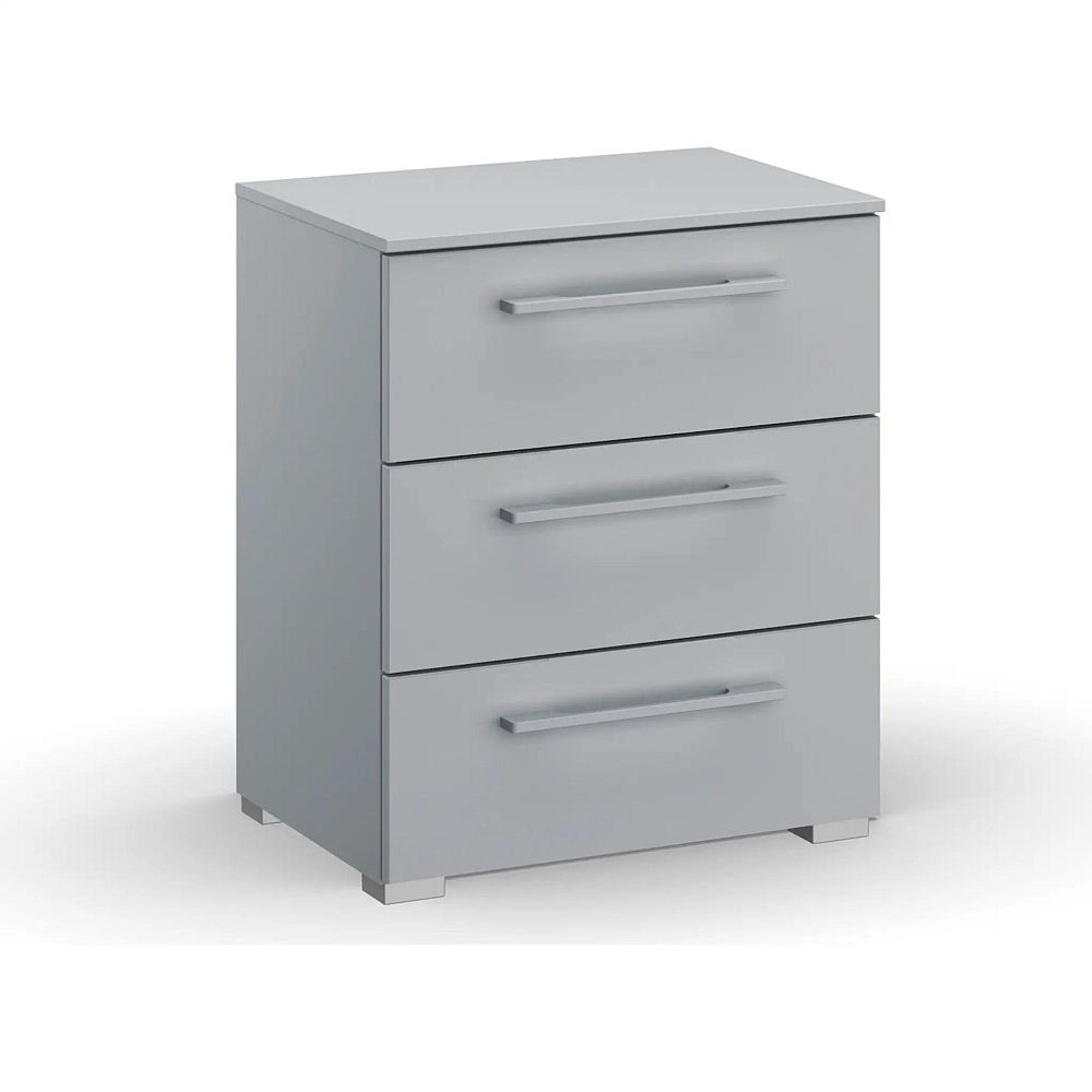 Skat Shine Bedside Cabinet - 3 Drawer - Silk Grey