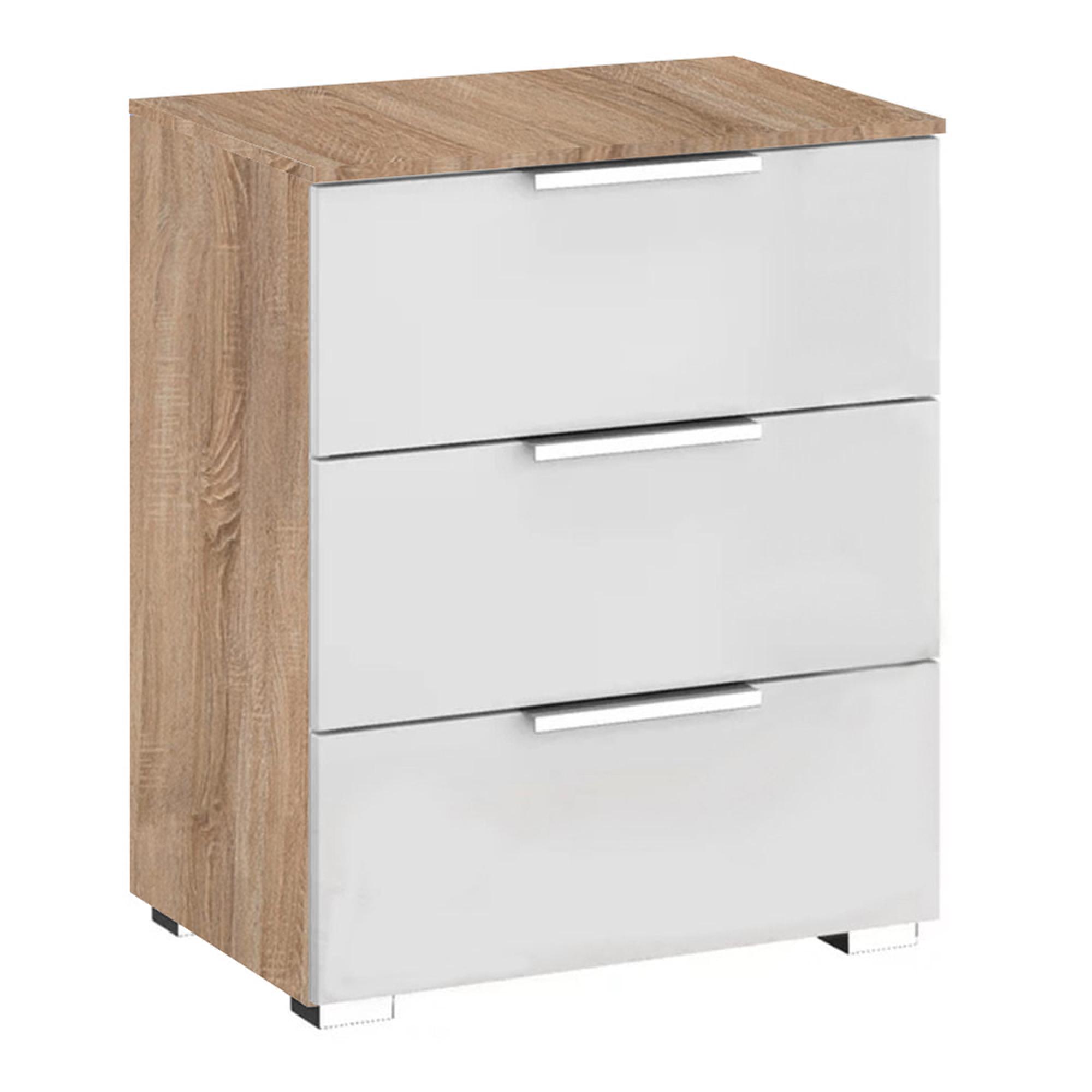 Texas Bedside Cabinet - 3 Drawer - Sonoma Oak & Alpine White