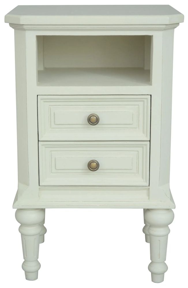 Solana Bedside Table - 2 Drawer - Lime White - French Style