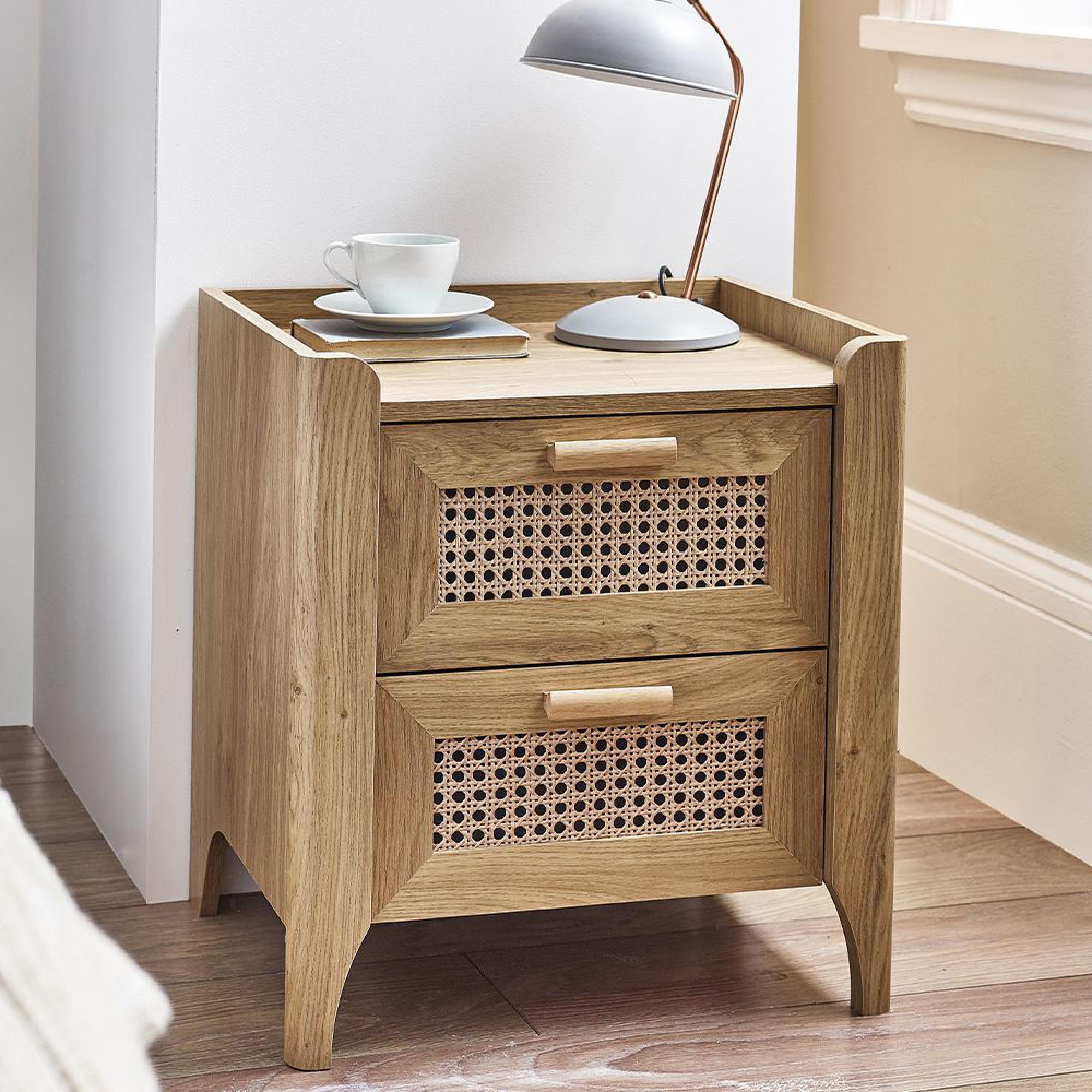 Sydney Bedside Cabinet - 2 Drawer - Faux Rattan