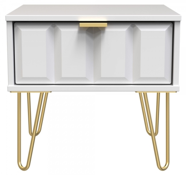 White Matt with Gold Hair Pin Style Metal Legs