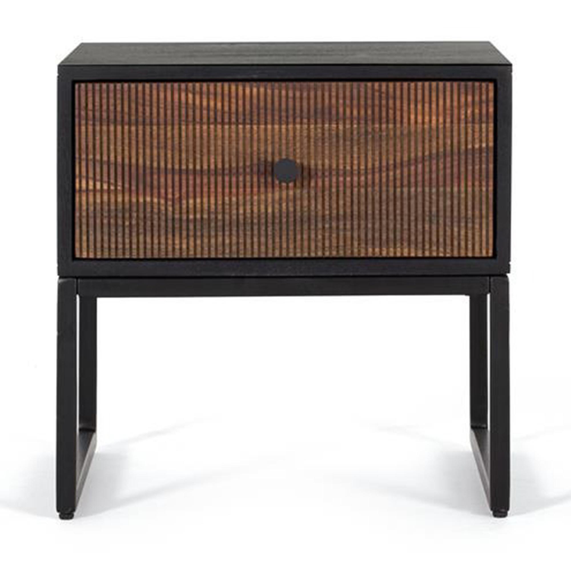Venedocia Bedside Table - 1 Drawer - Mango Wood