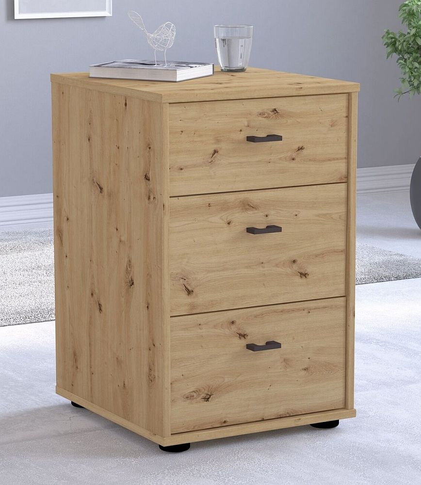 Rialto Bedside Cabinet - 3 Drawer - Bianco Oak