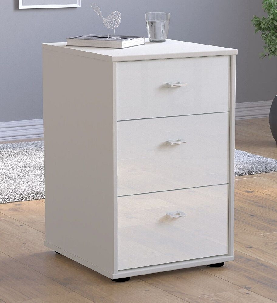 Rialto Bedside Cabinet - 3 Drawer - White