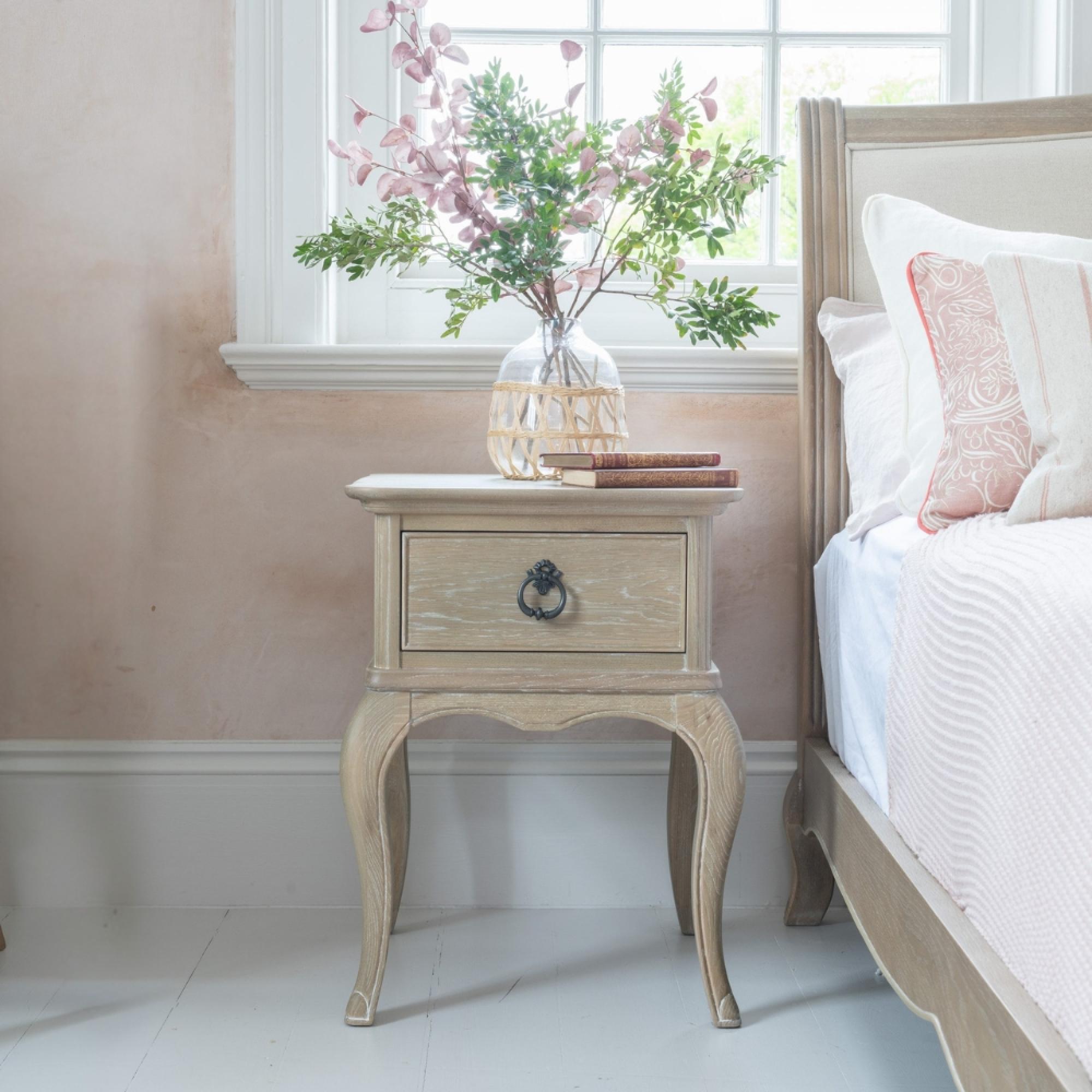 Camille Bedside Table - 1 Drawer - Grey Oak