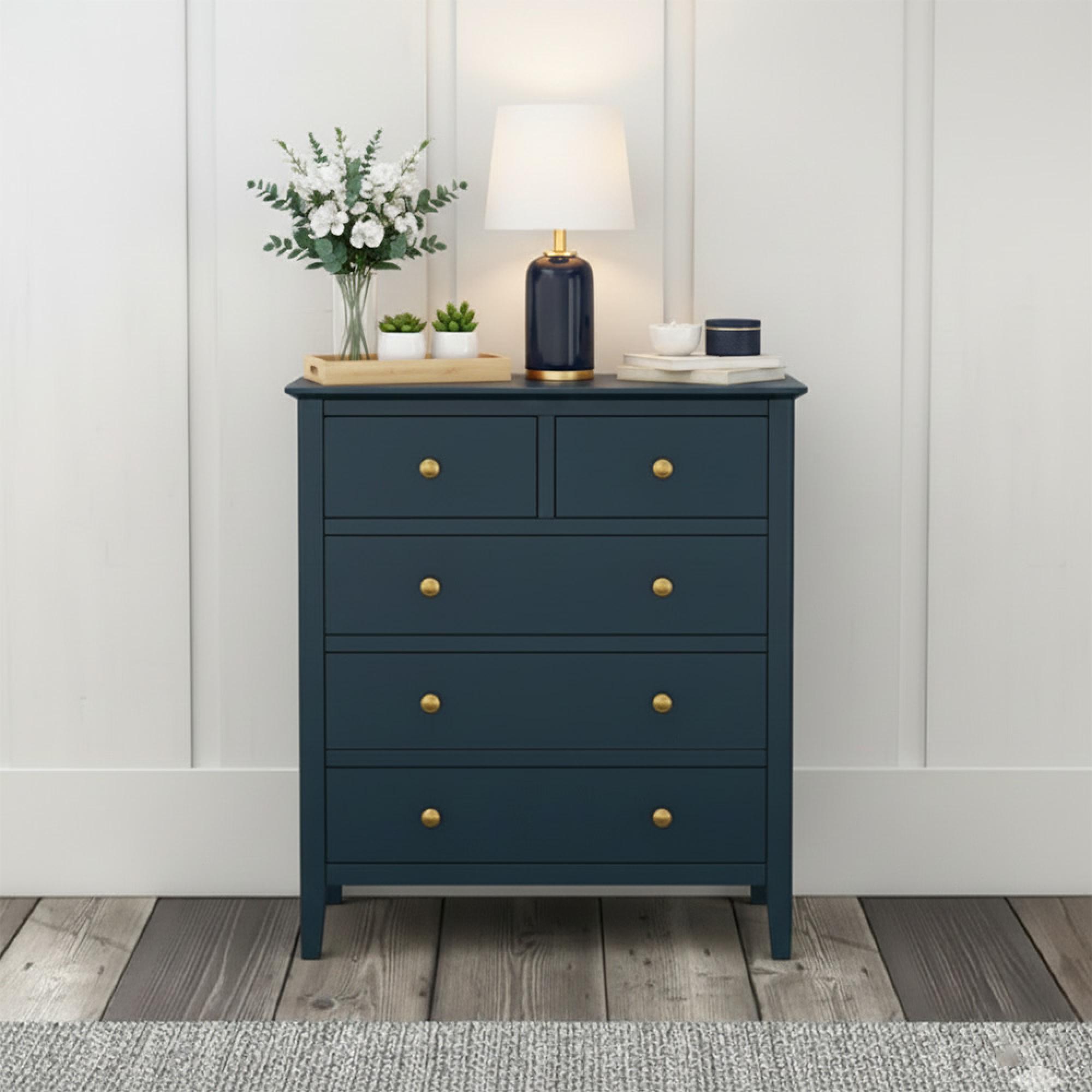 Harrogate Chest of Drawers - 2+3 Drawer - Blue