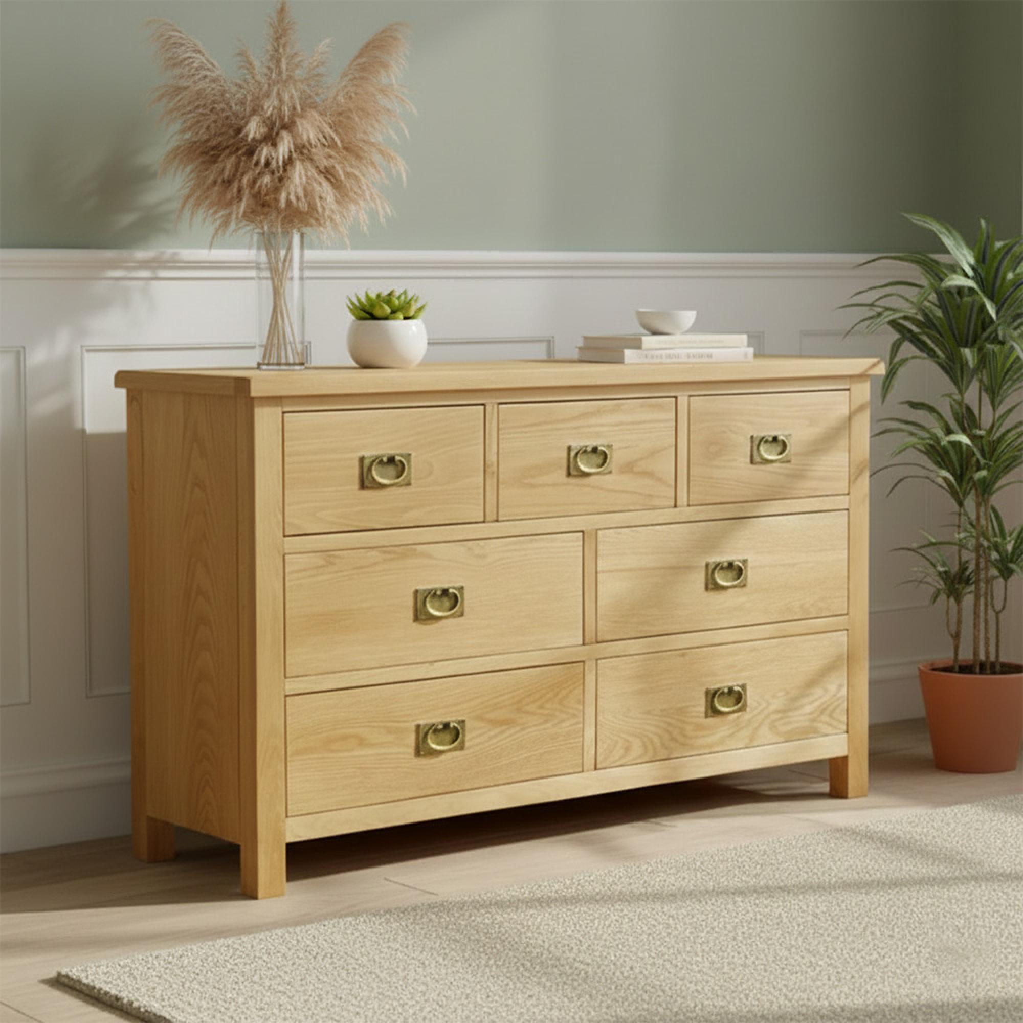 Salisbury Lite Wide Chest - 3+4 Drawer - Oak