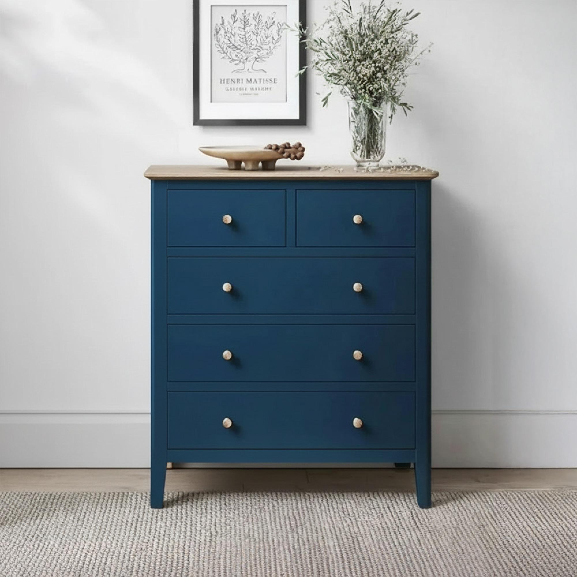 Marlow Chest of Drawers - 2+3 Drawer - Blue