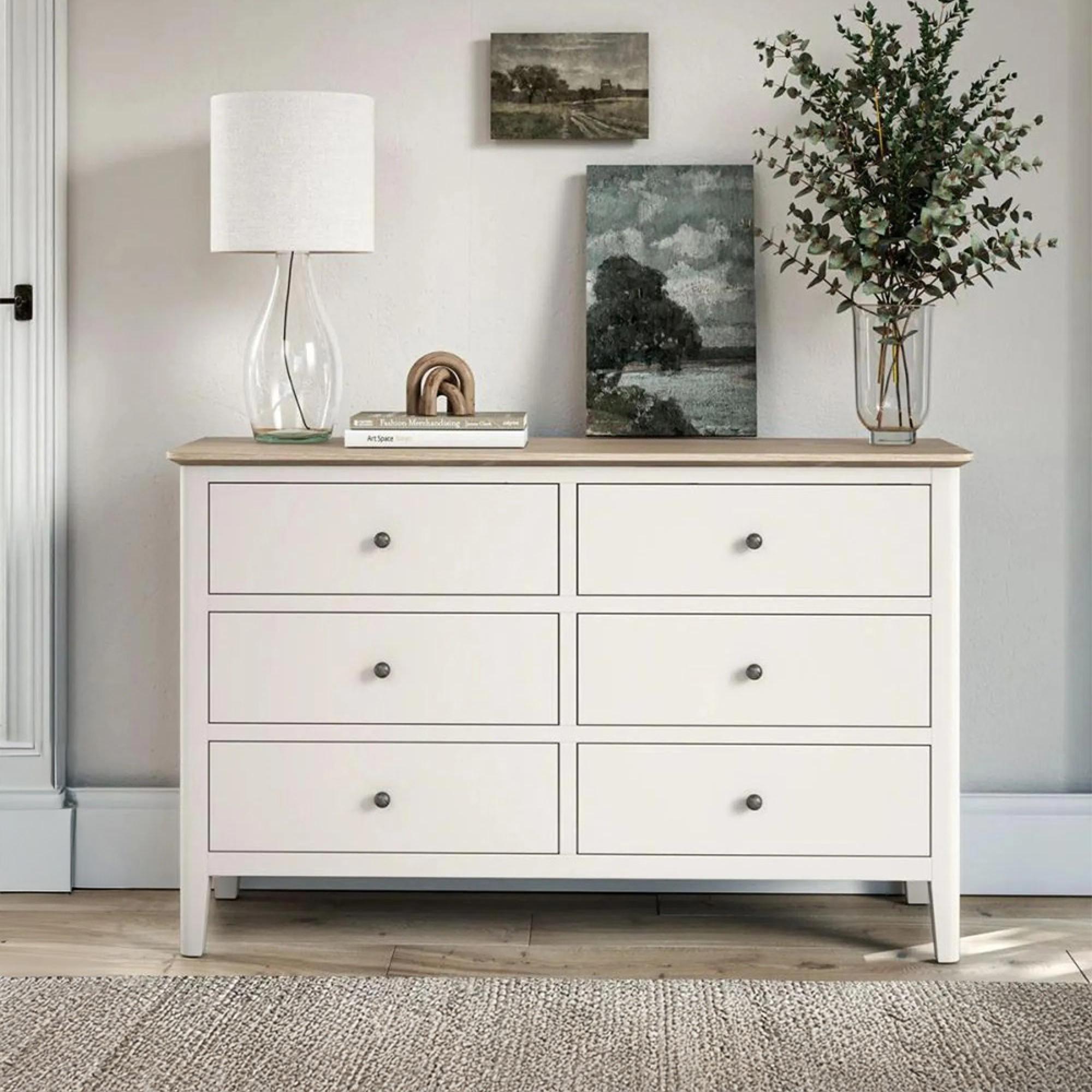 Marlow Wide Chest of Drawers - 6 Drawer - White