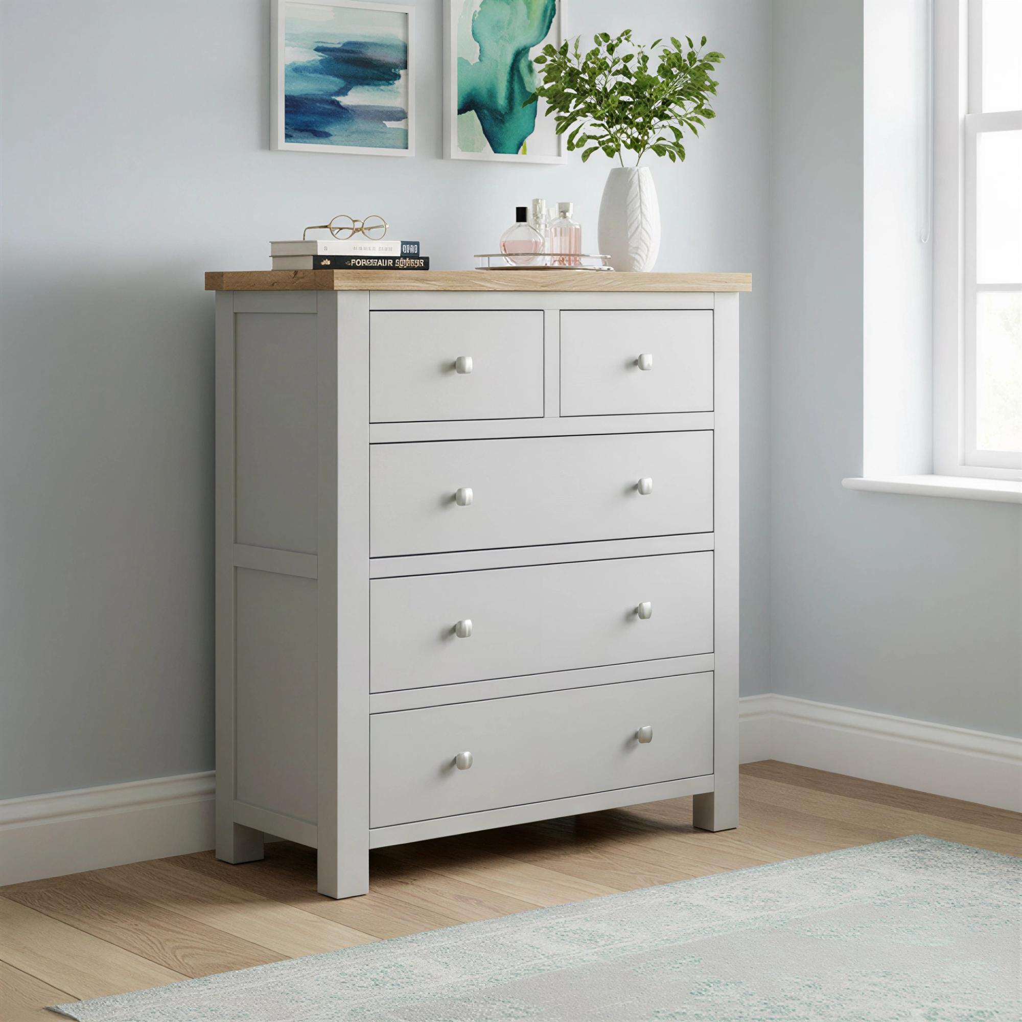 Lundy Chest - 2+3 Drawer - Grey Painted