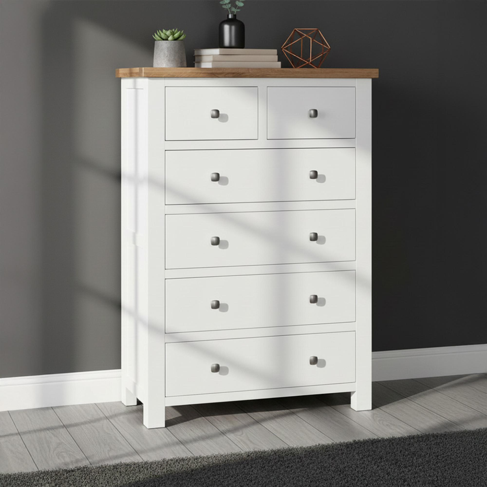 Lundy Chest - 2+4 Drawer - White Painted