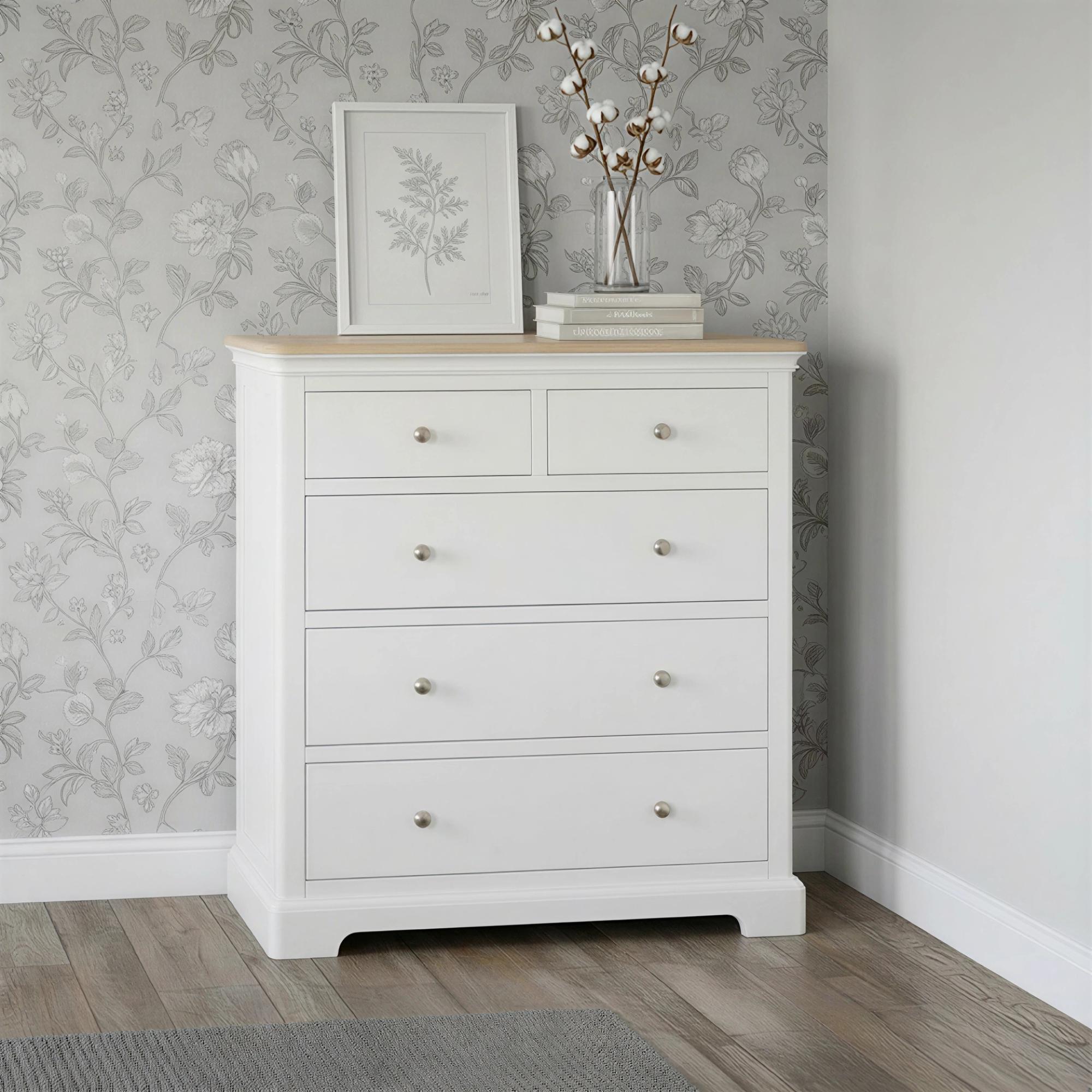 Cromwell Chest - 2+3 Drawer - White Painted