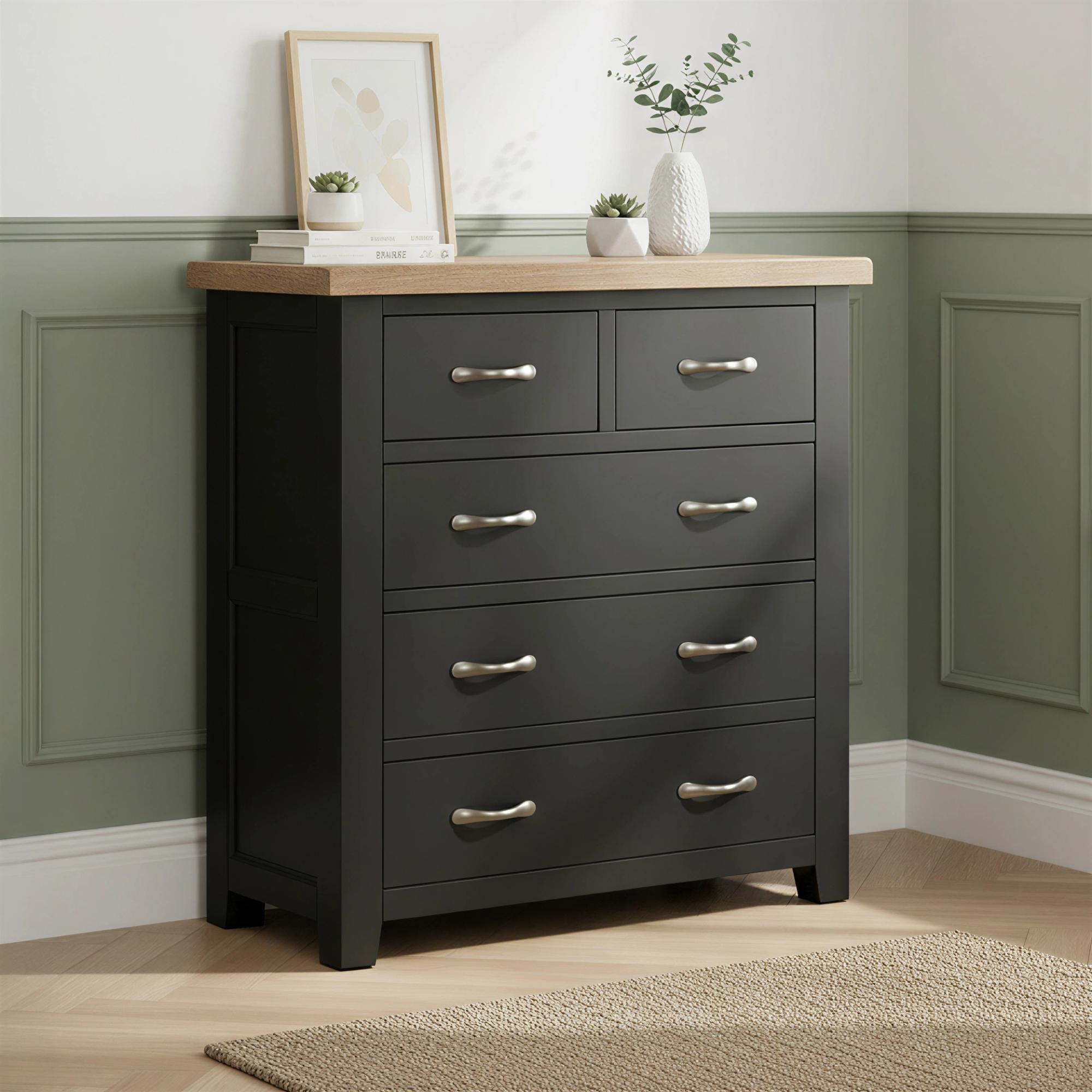 Wilmont Chest - 2+3 Drawer - Black Painted