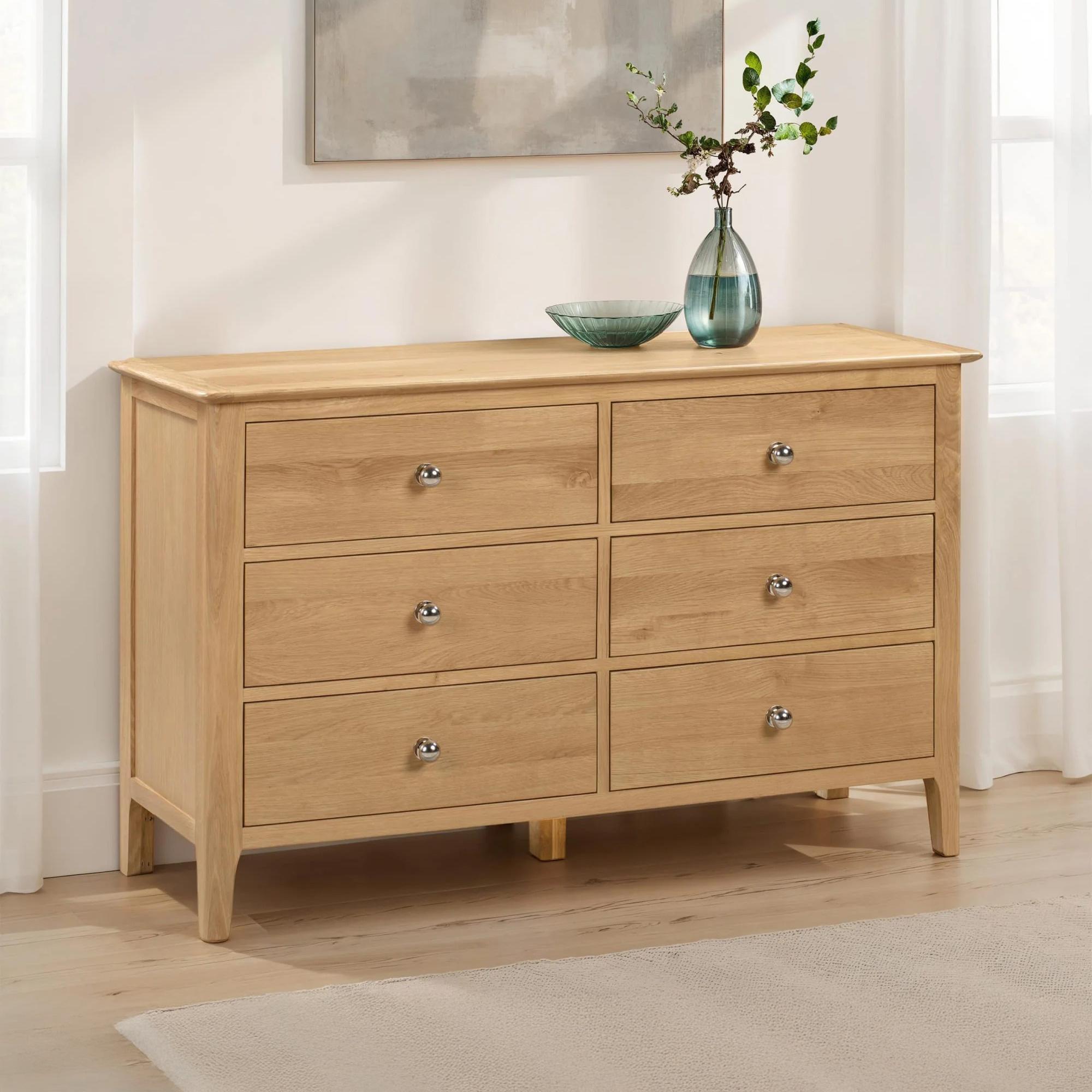 Cotswold Chest of Drawers - 6 Drawer - Wide - Oak