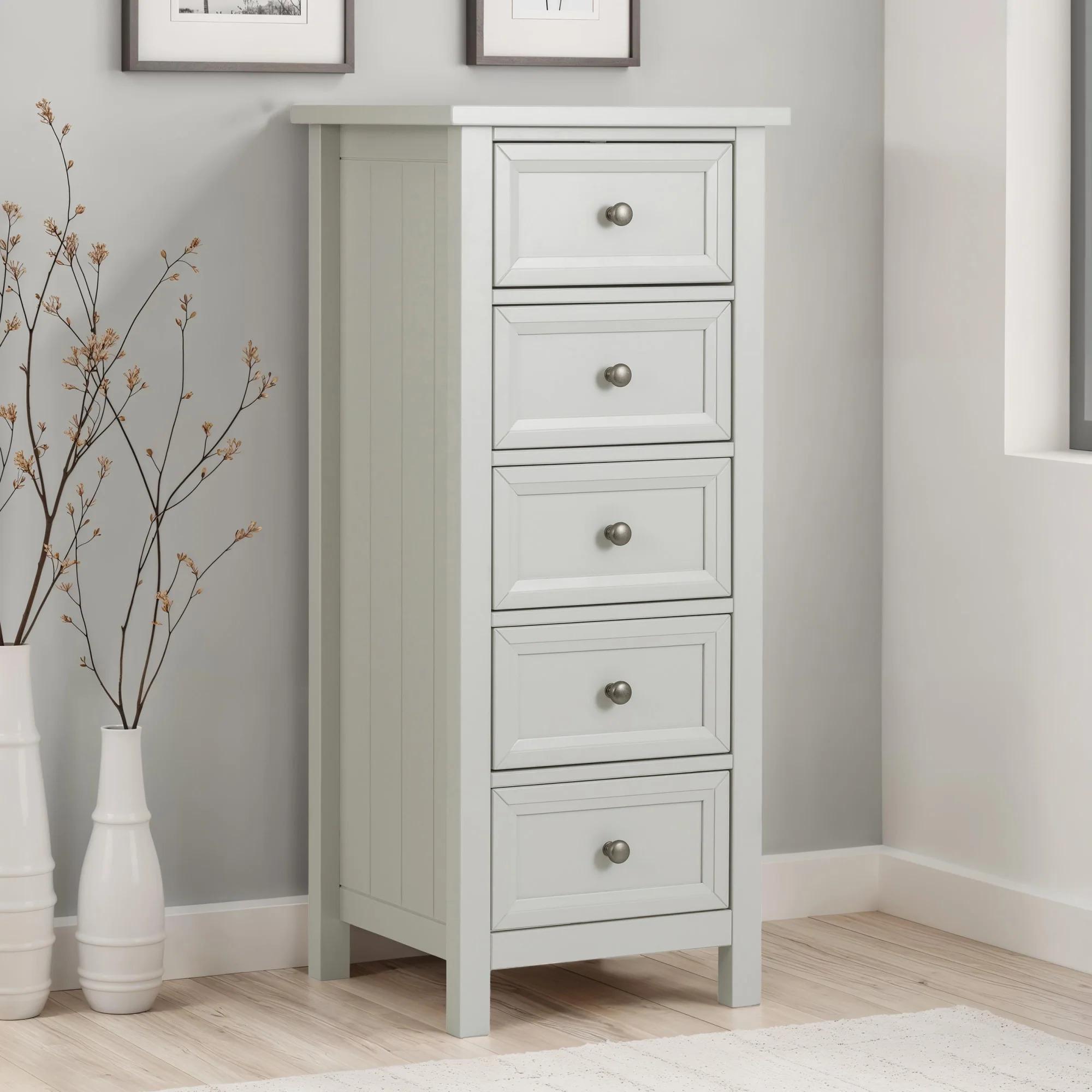 Maine Chest of Drawers - 5 Drawer - Narrow - Grey
