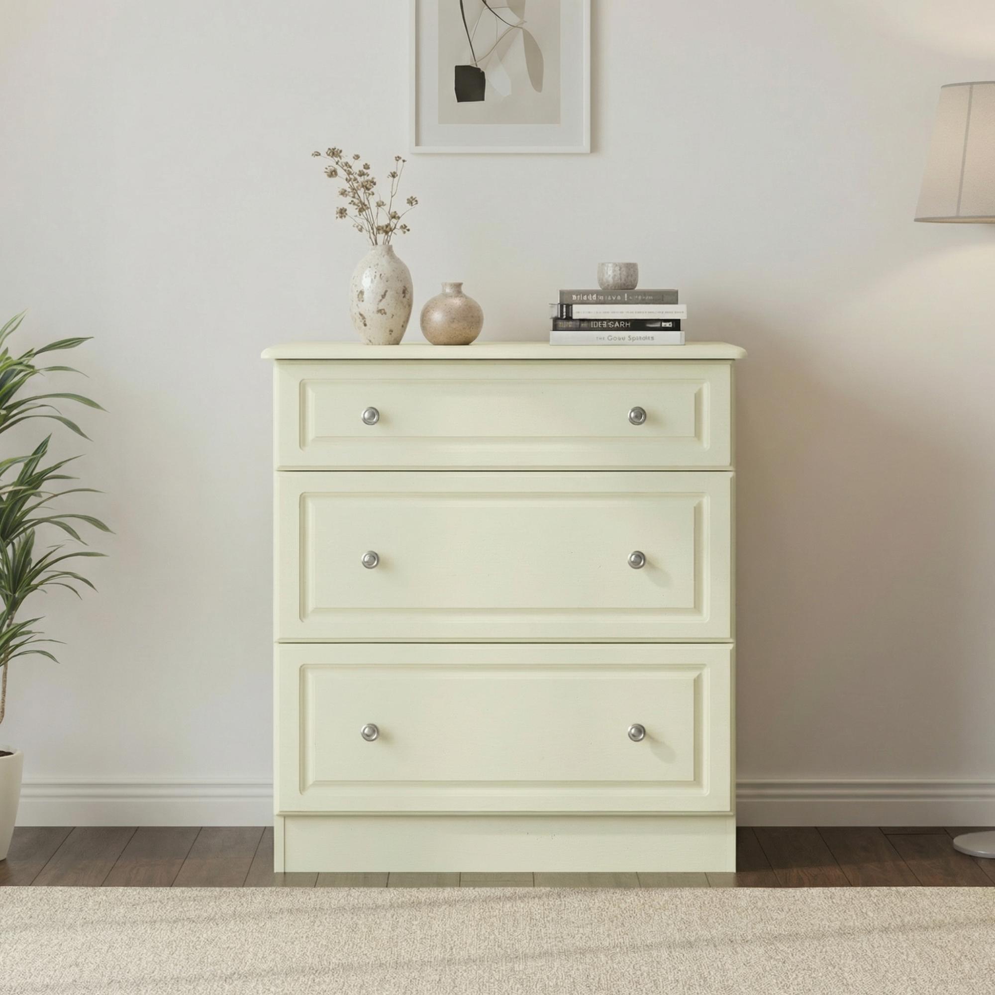 Pembroke Chest - Deep - 3 Drawer - Cream