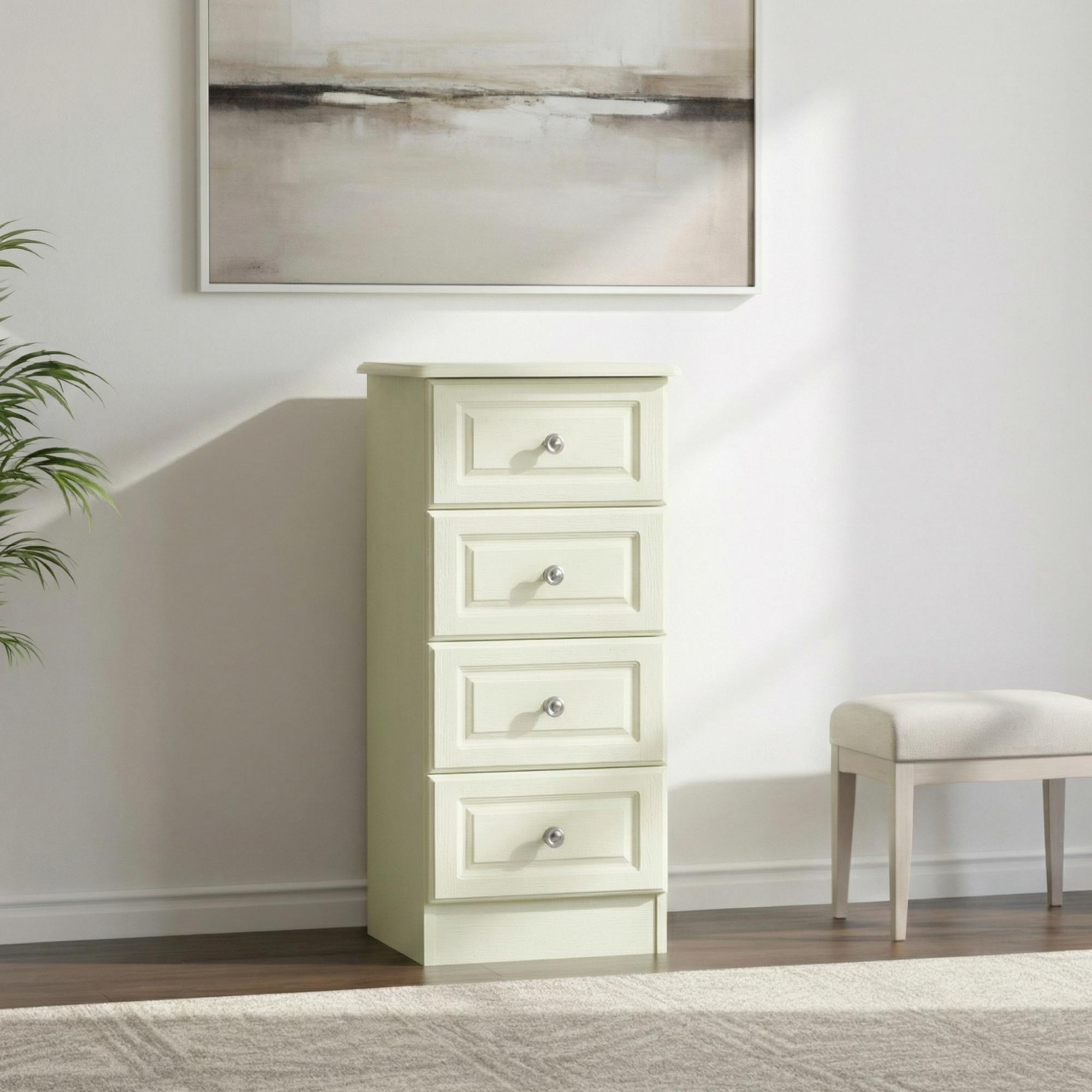 Pembroke Chest - Narrow - 4 Drawer - Cream