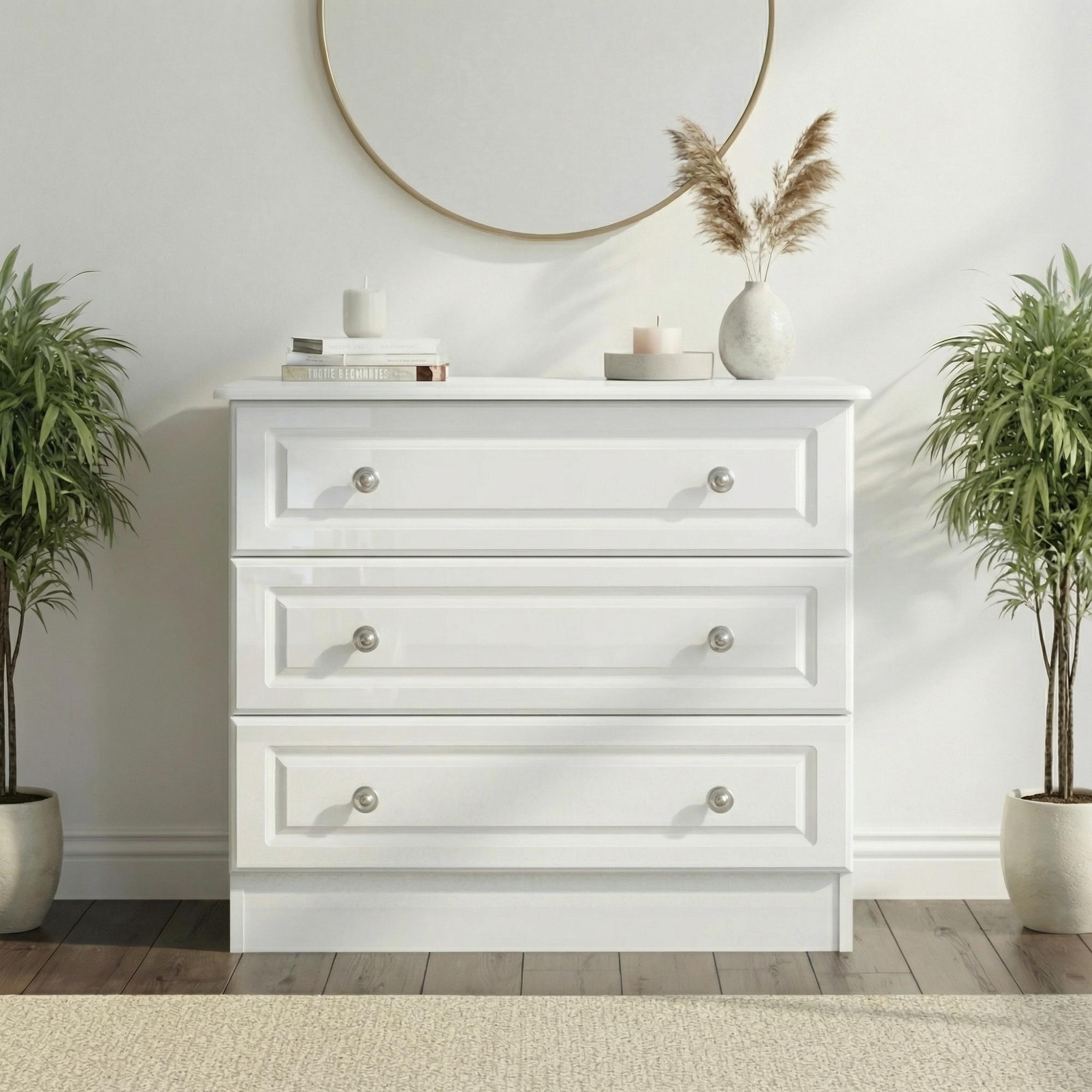 Pembroke Chest - Small - 3 Drawer - White Gloss