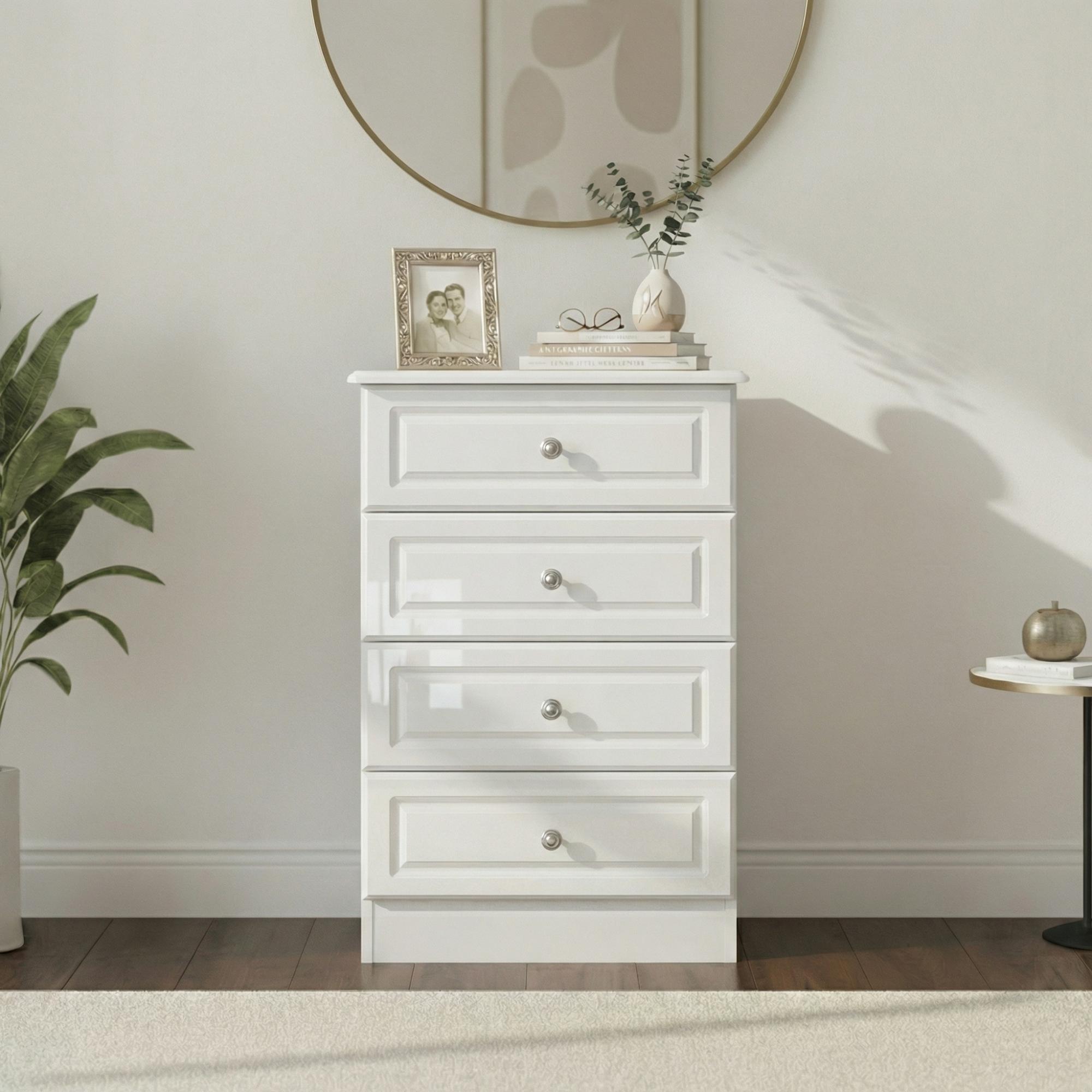 Pembroke Chest - Midi - 4 Drawer - White Gloss
