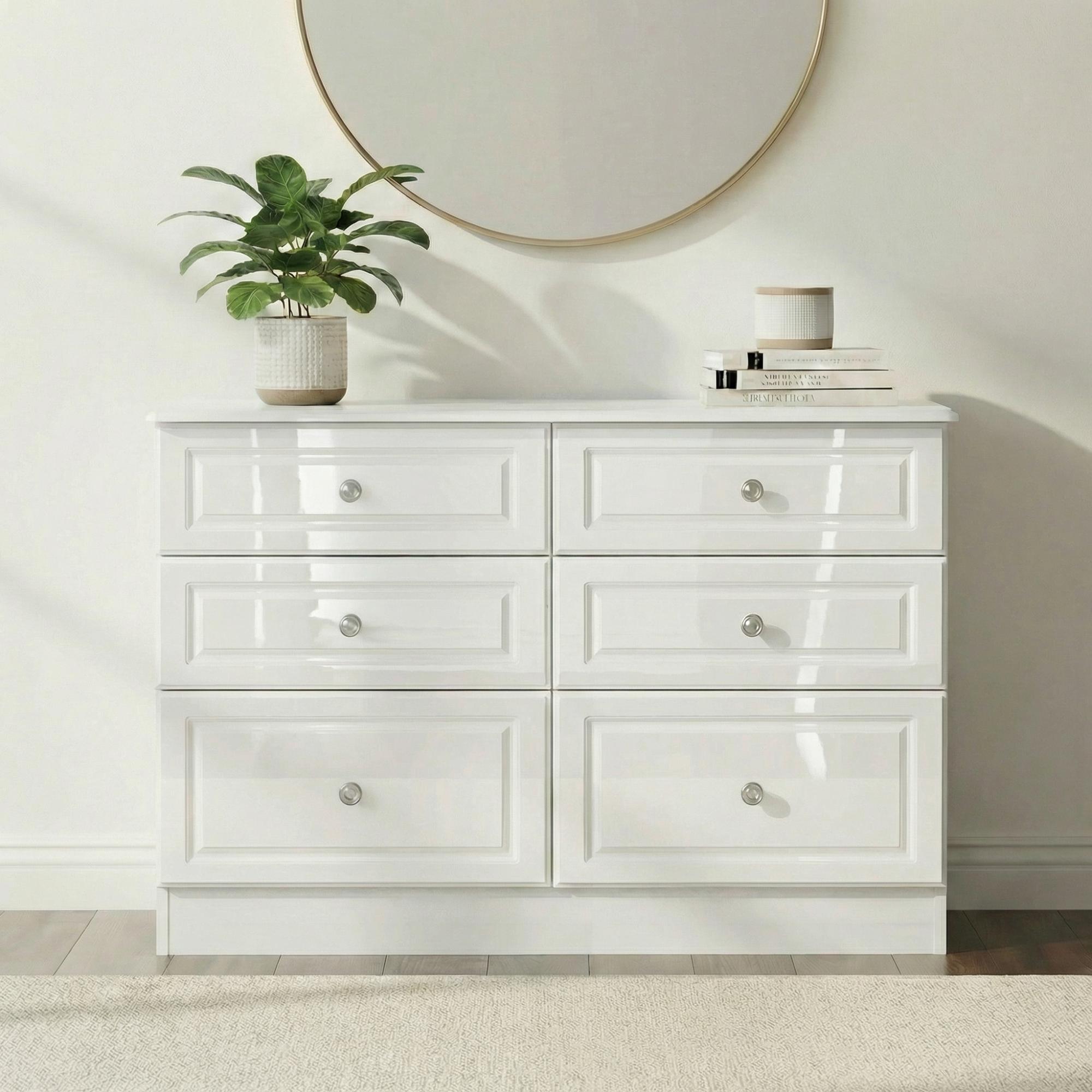 Pembroke Chest - Midi - 6 Drawer - White Gloss