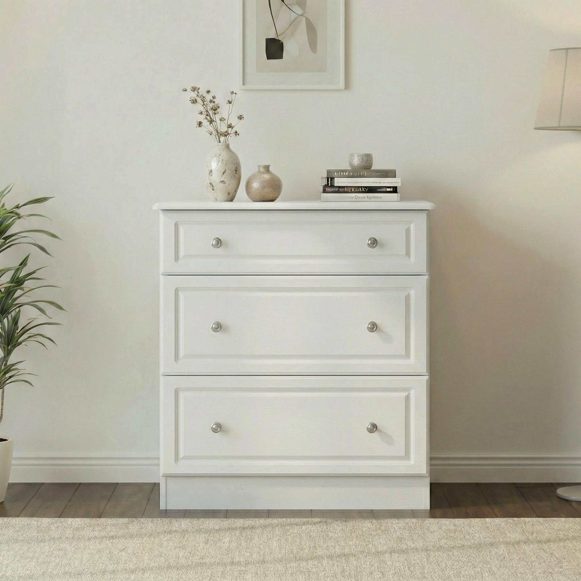 Pembroke Chest - Deep - 3 Drawer - White