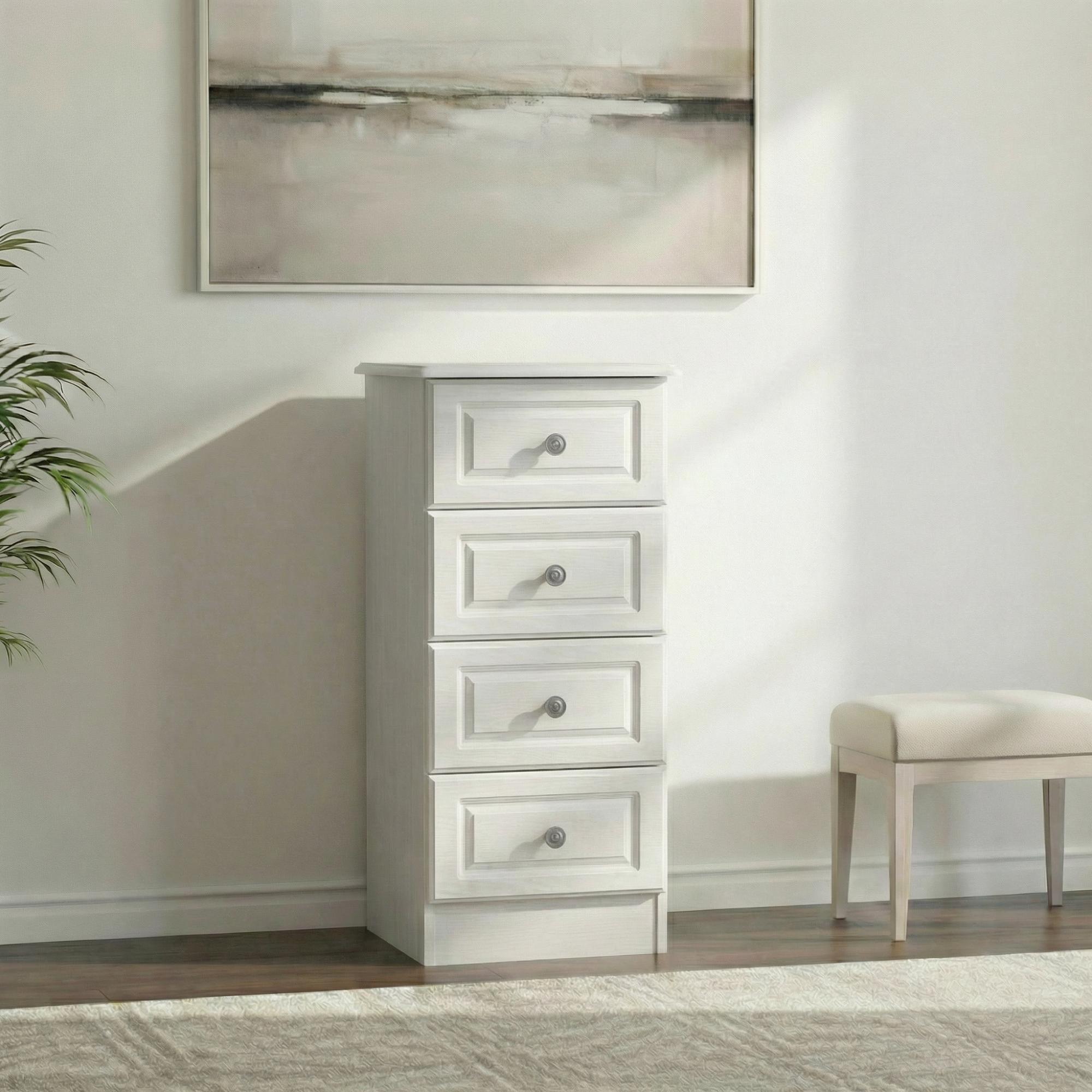 Pembroke Chest - Narrow - 4 Drawer - White
