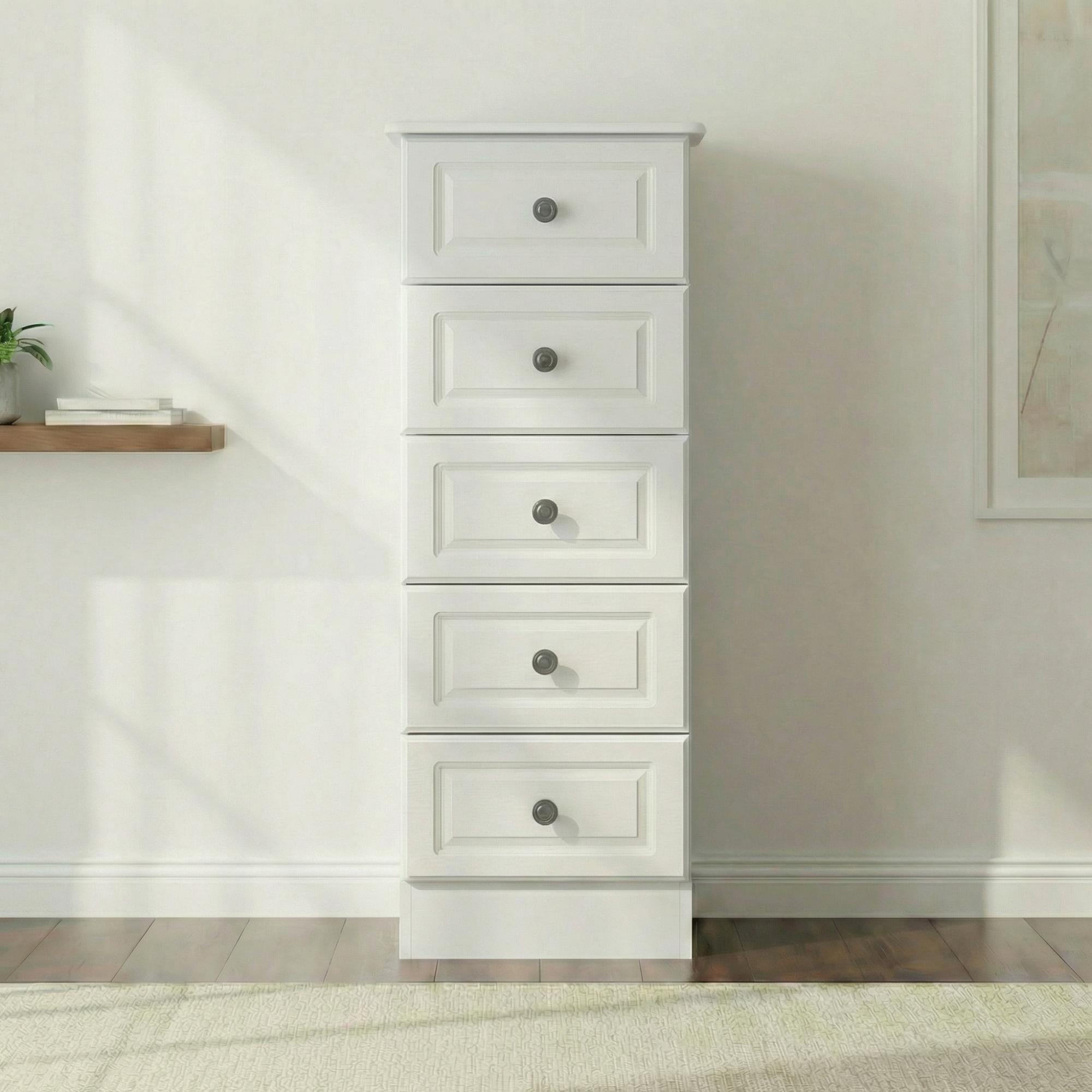 Pembroke Chest - Narrow - 5 Drawer - White