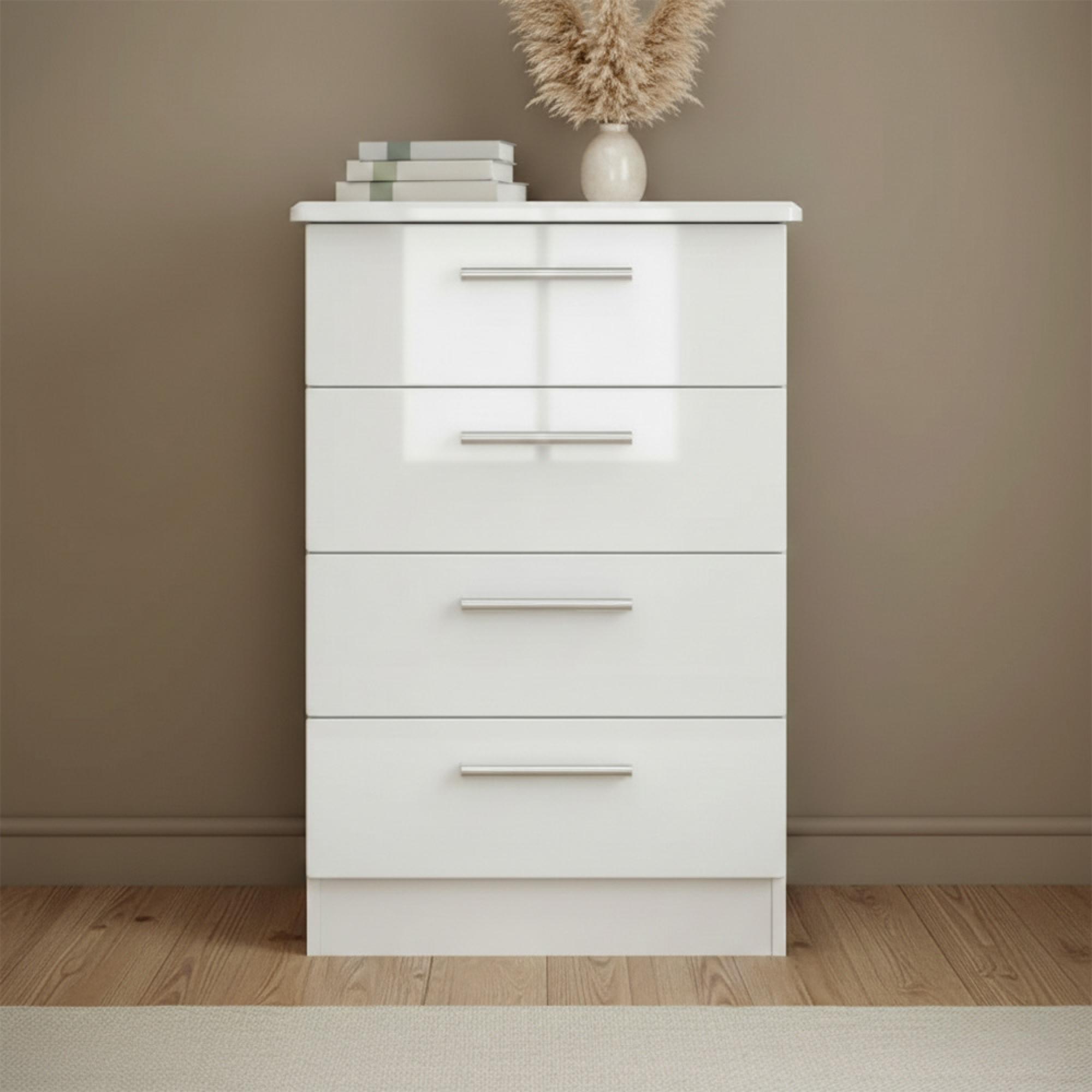 Knightsbridge Chest - Midi - 4 Drawer - White Gloss