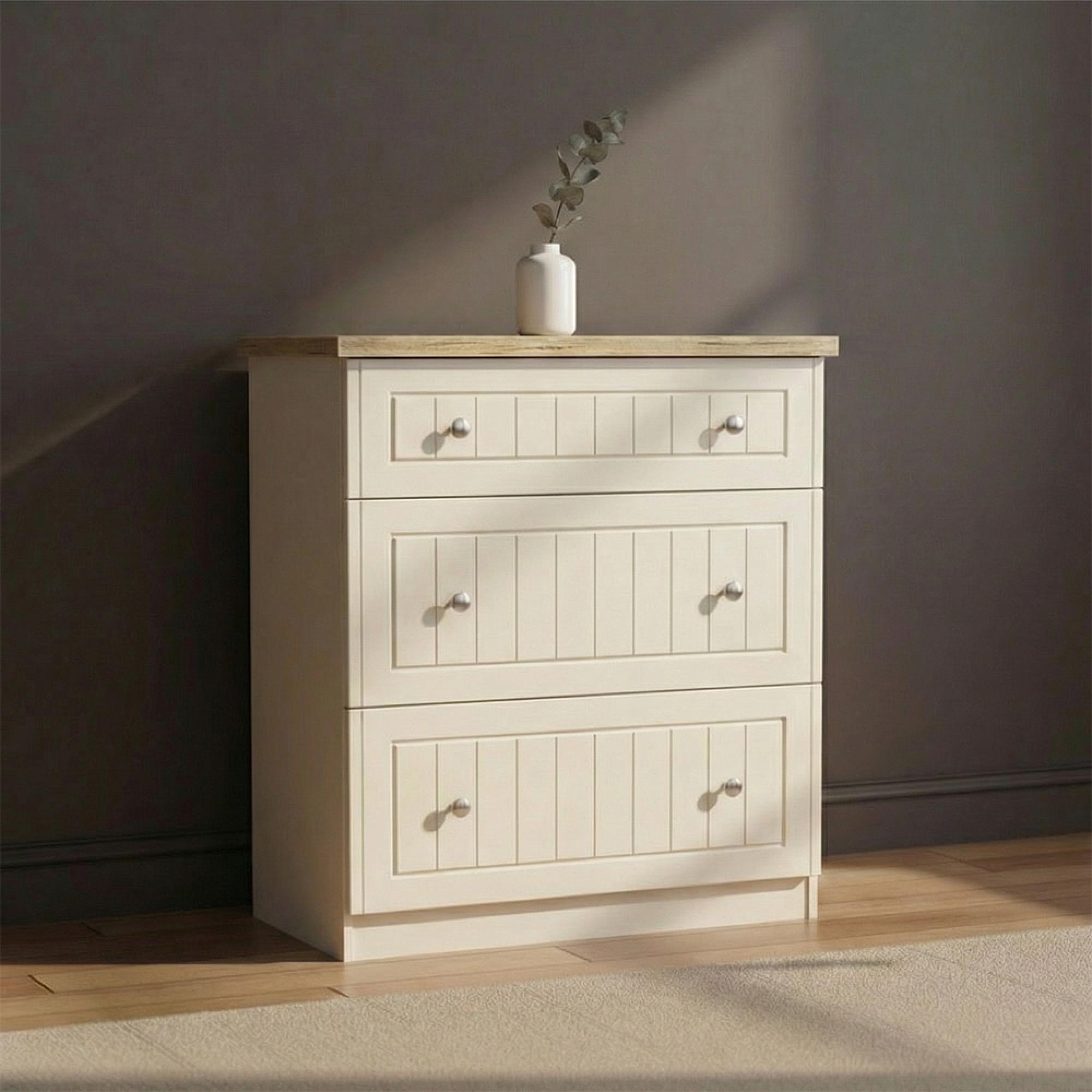 Vienna Chest - 3 Drawer - Deep - Cream