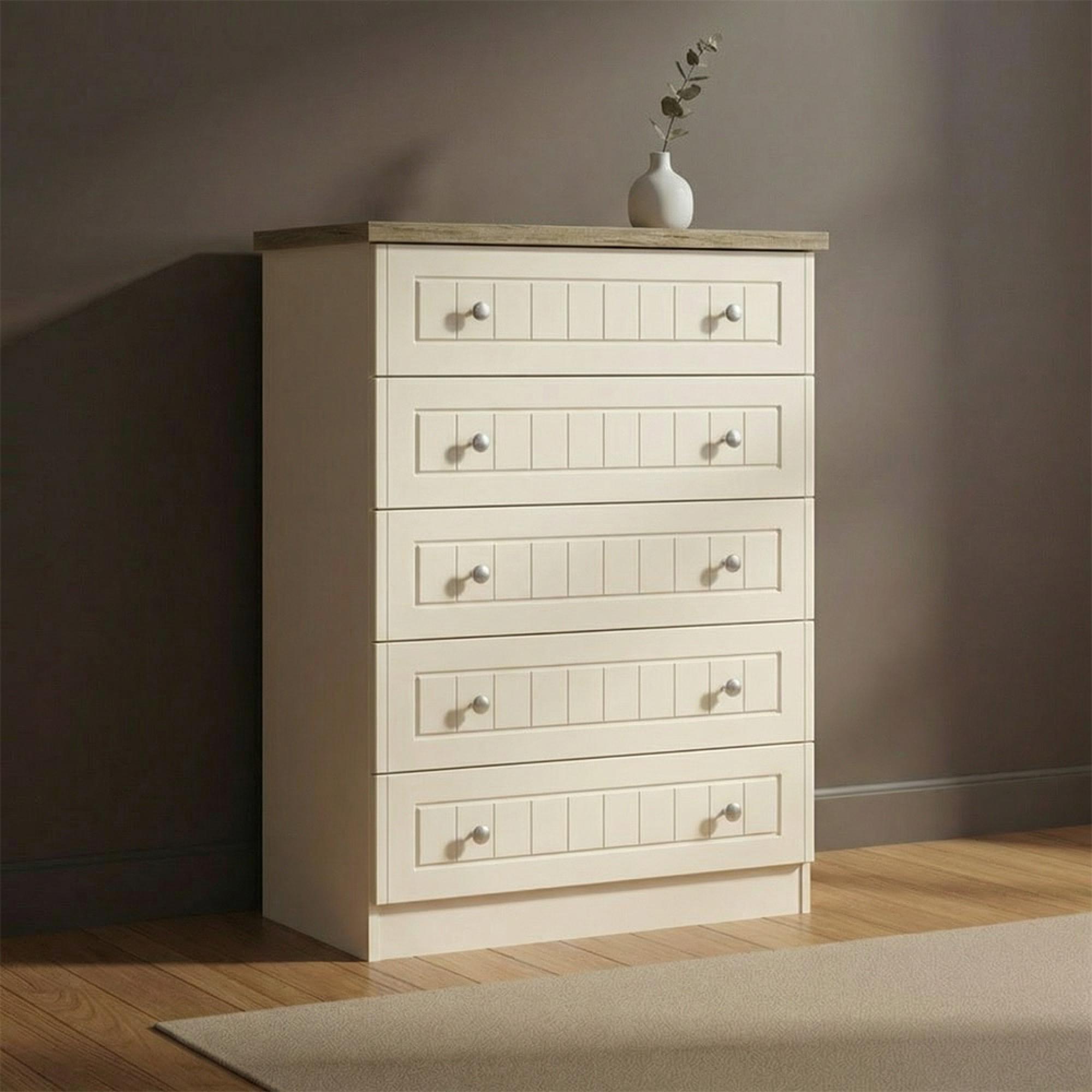 Vienna Chest - 5 Drawer - Cream