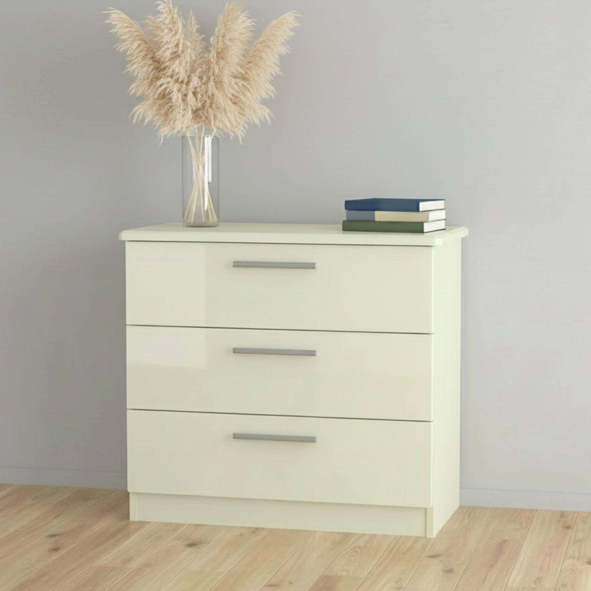 Knightsbridge Chest - 3 Drawer - Small - Cream Gloss