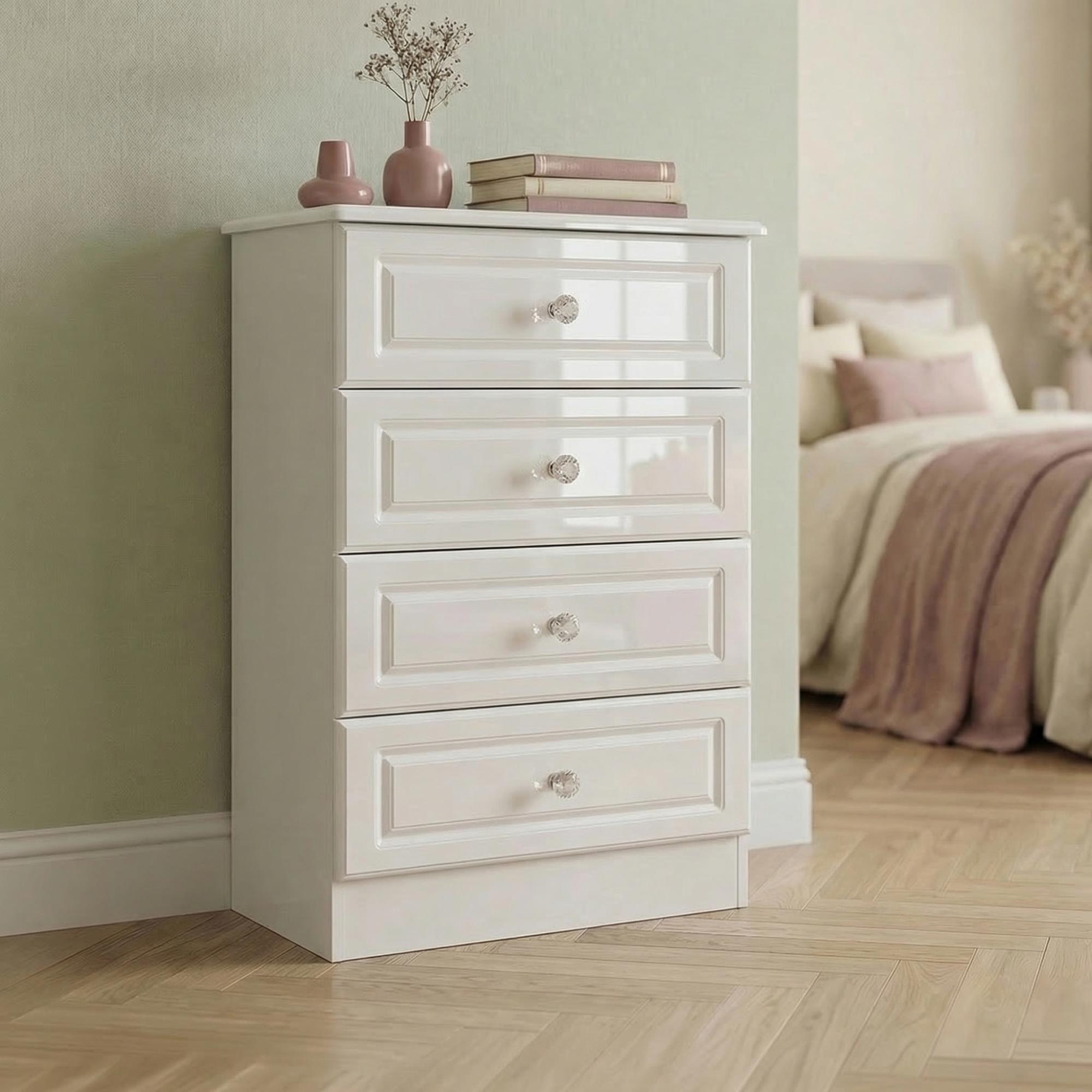 Balmoral Chest - 4 Drawer - Midi - White Gloss