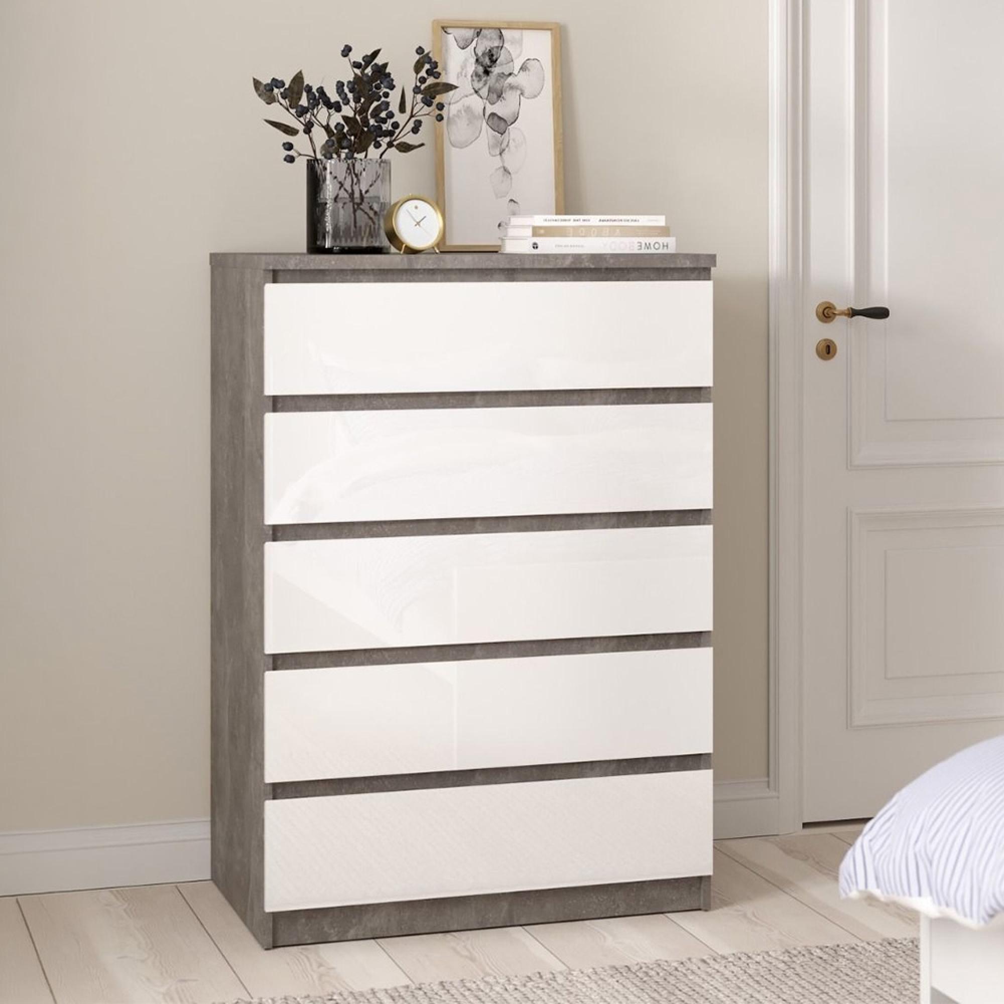 Naia Chest - 5 Drawer - Grey Concrete