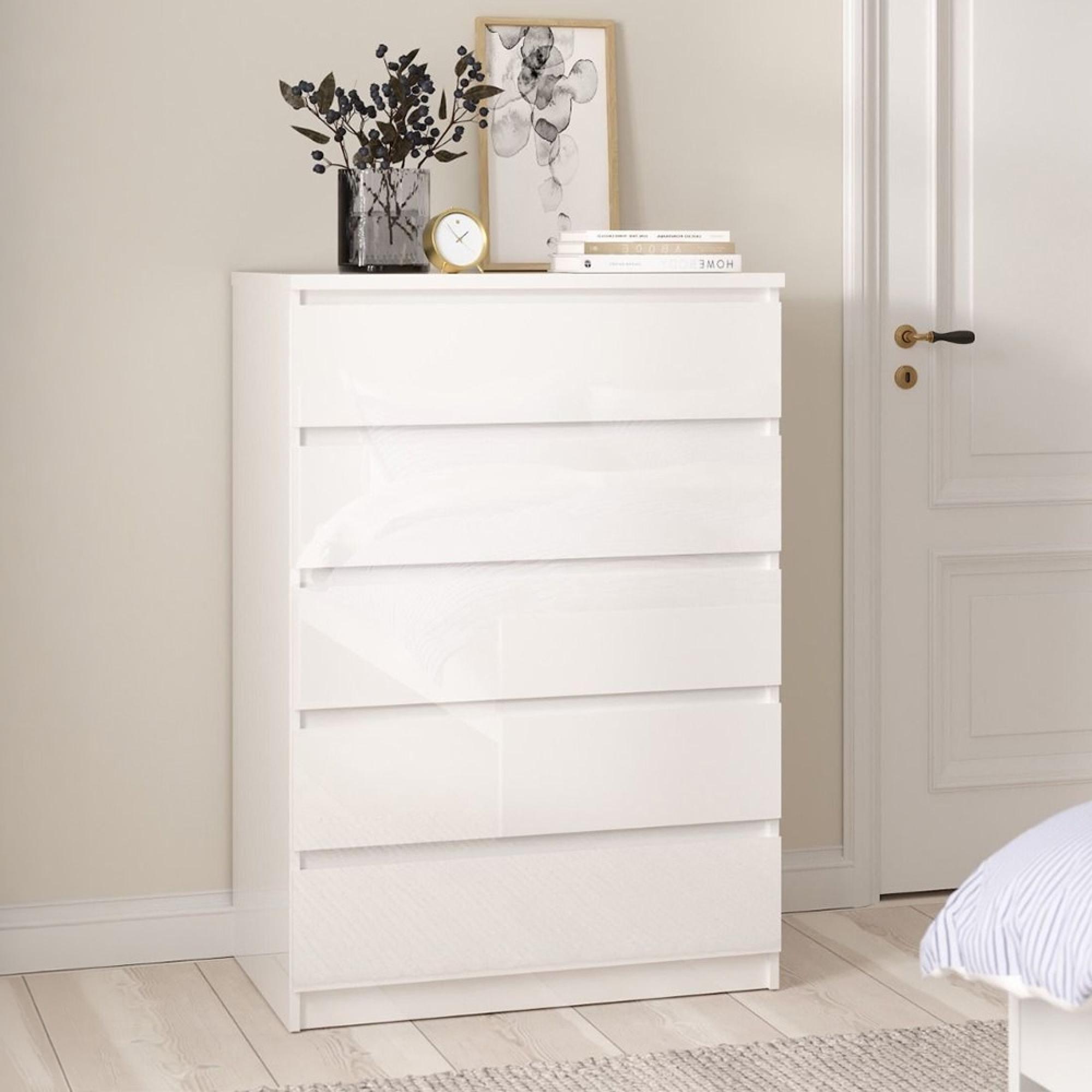 Naia Chest - 5 Drawer - White Gloss