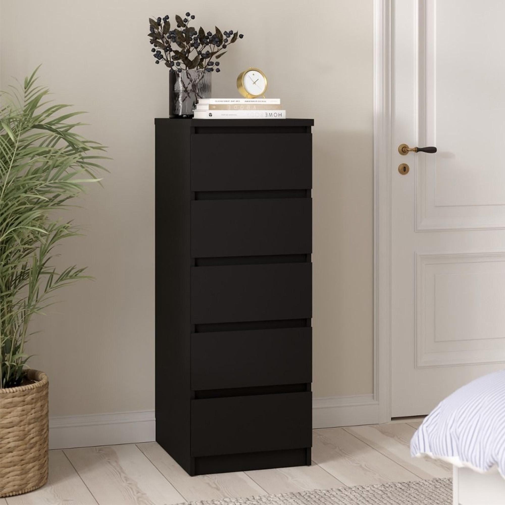 Naia Chest - 5 Drawer - Narrow - Black
