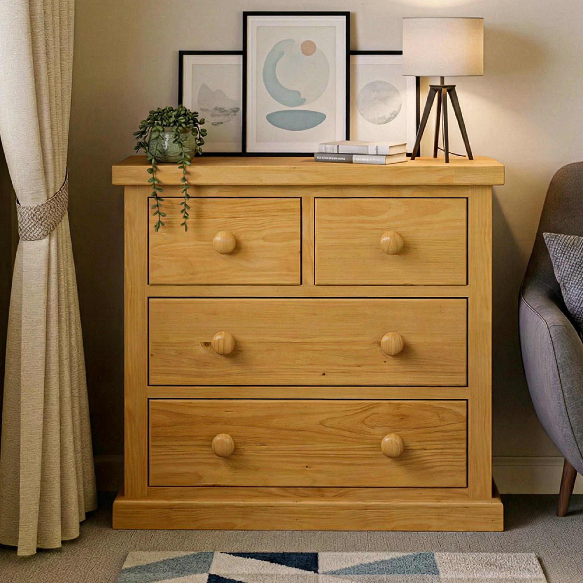 Churchill Waxed Pine 2+2 Drawer Chest