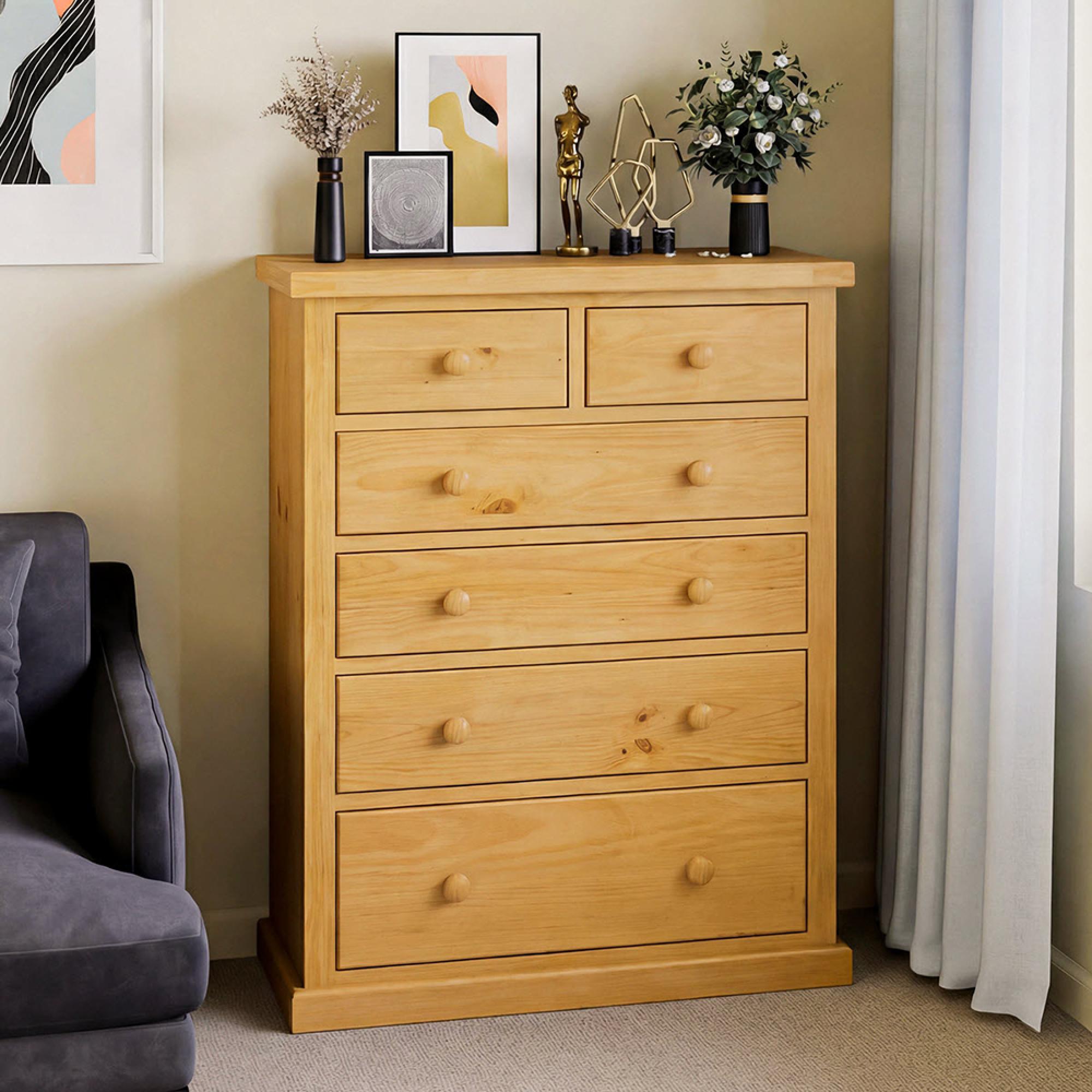 Churchill Chest - 2+4 Drawer - Waxed Pine