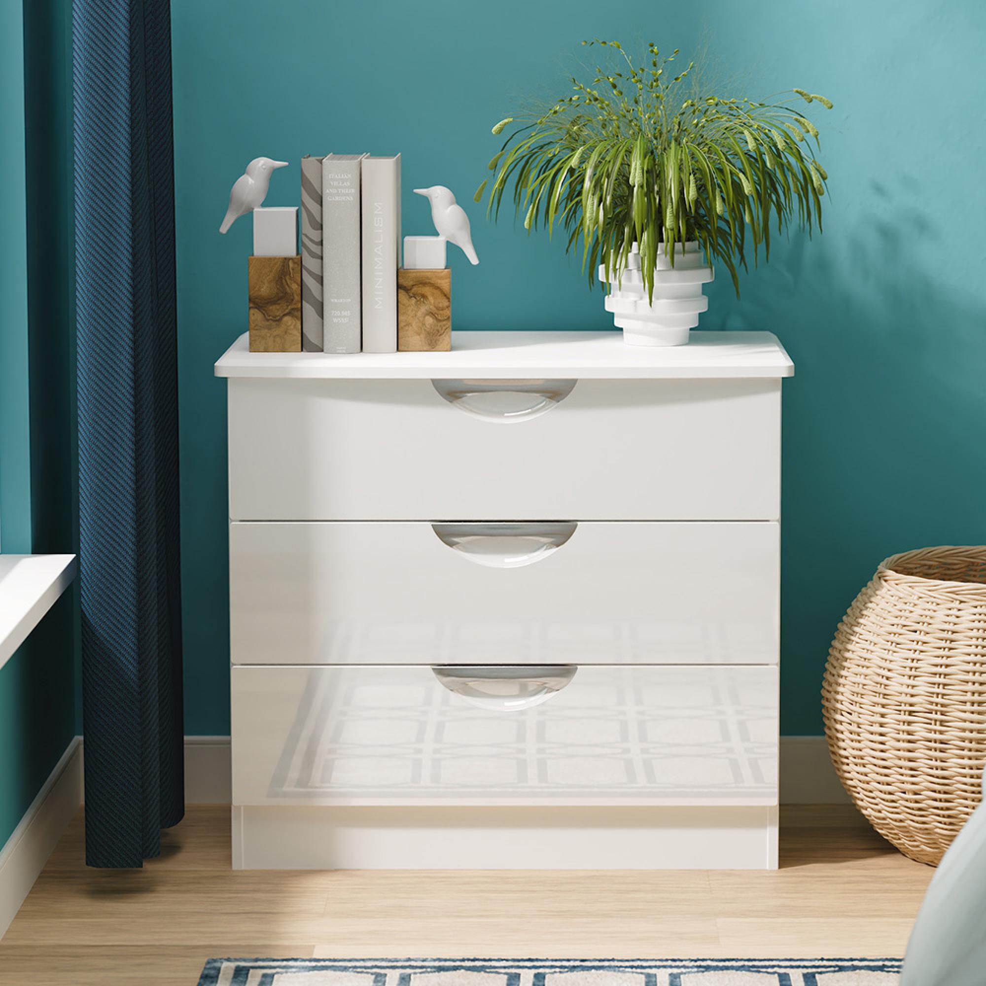 Camden Chest - 3 Drawer - Small - White Gloss