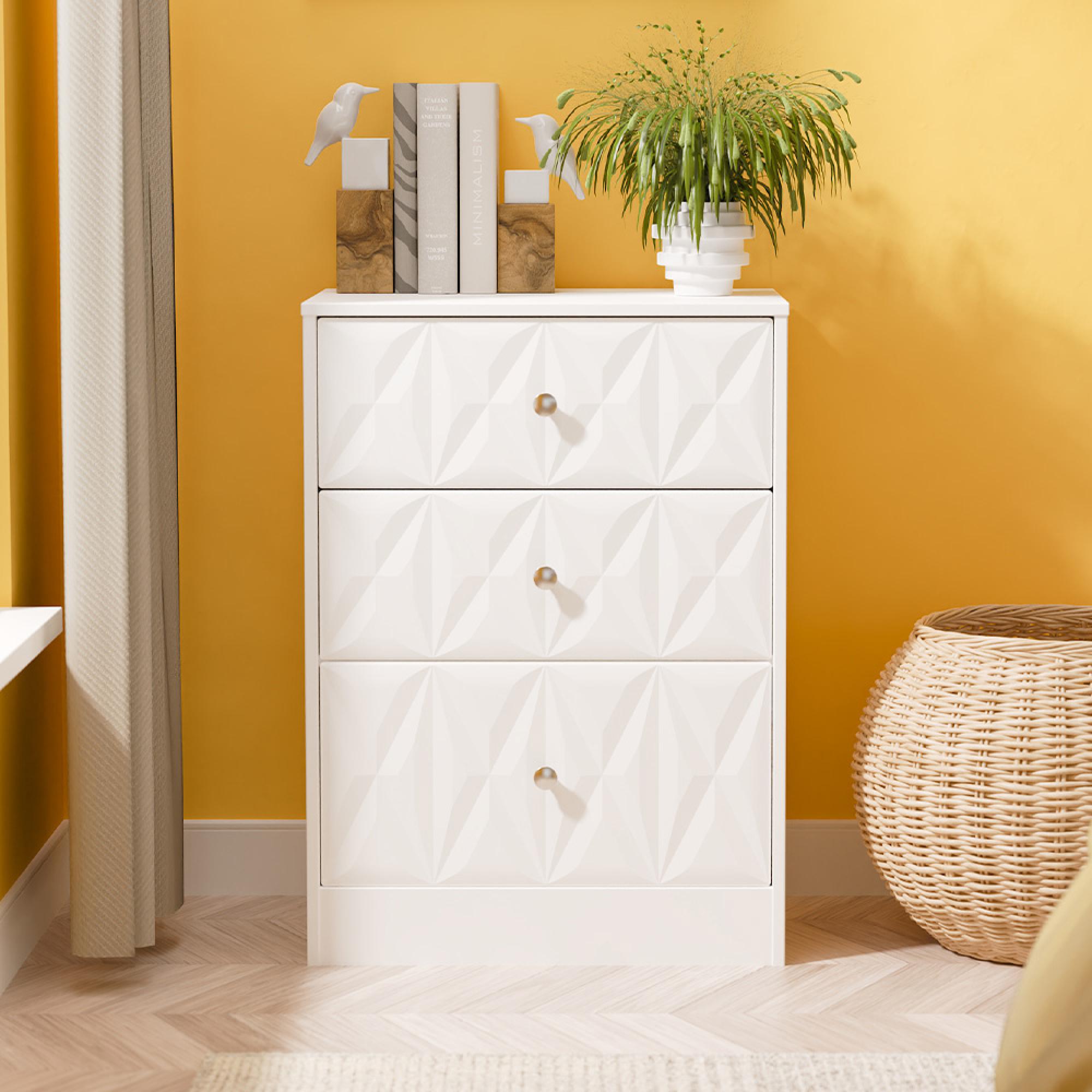 San Jose Chest - Deep Midi - 3 Drawer - White