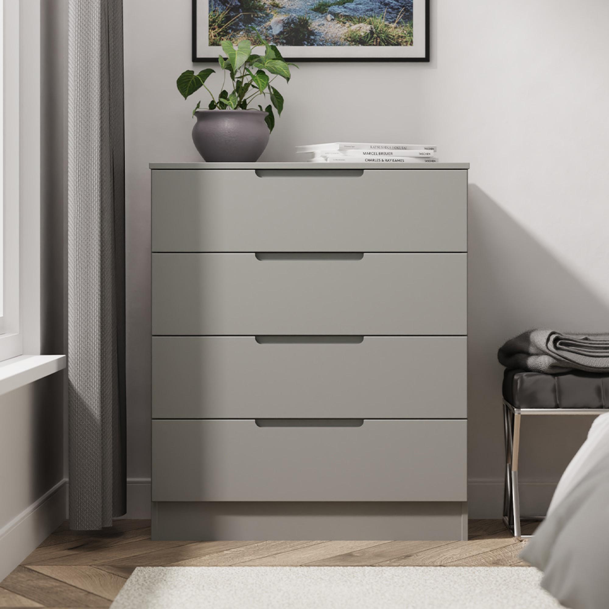Milan Chest - 4 Drawer - Grey