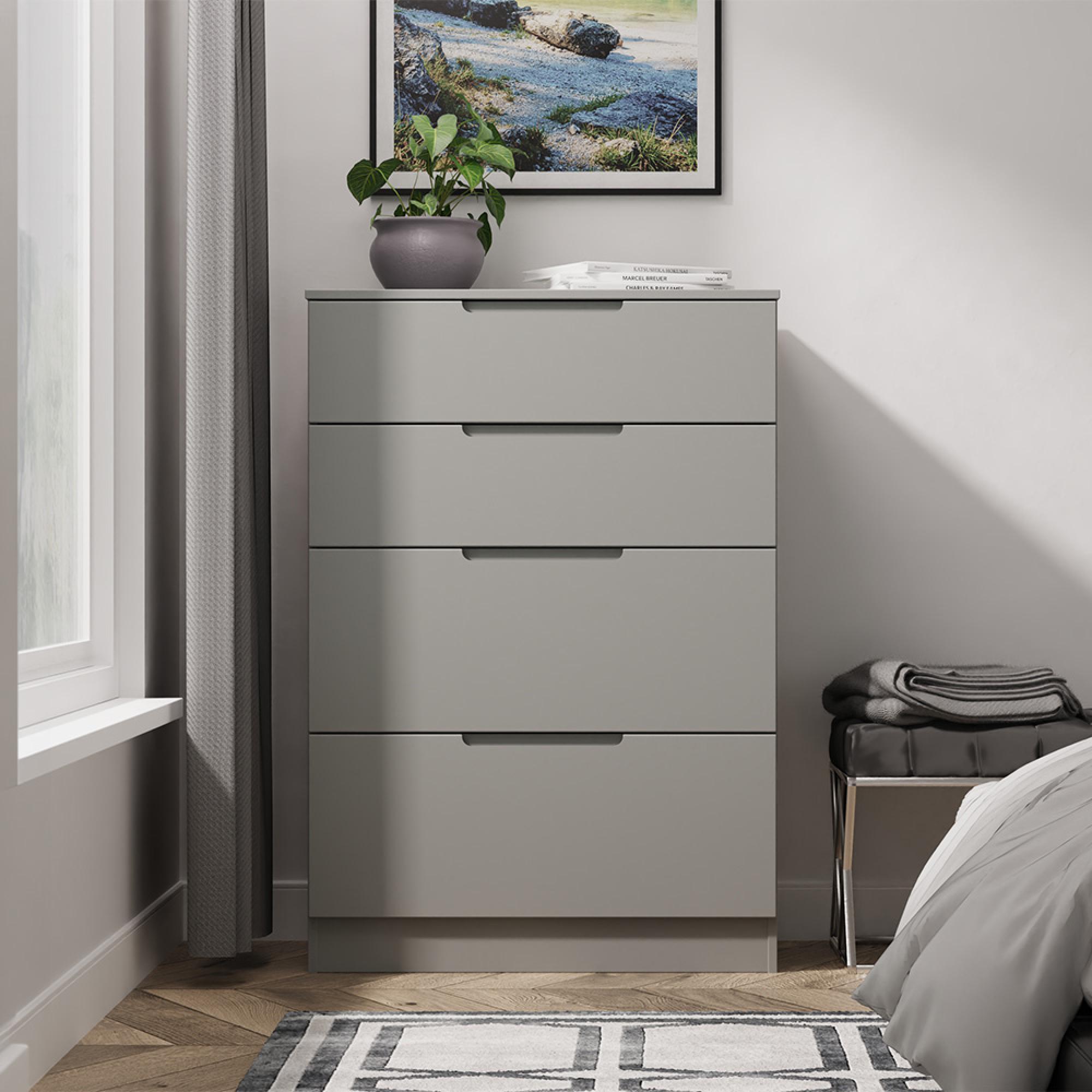 Milan Chest - Deep - 4 Drawer - Grey