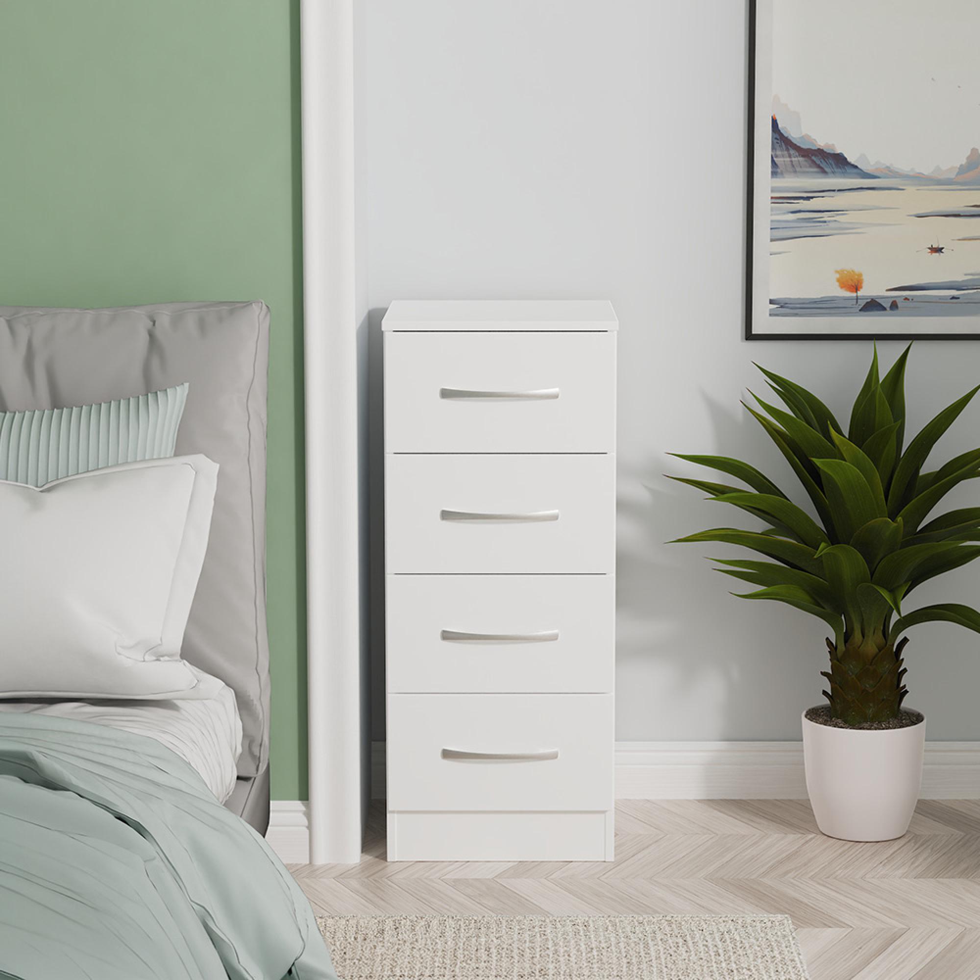 Avon Chest - 4 Drawer - Narrow - White